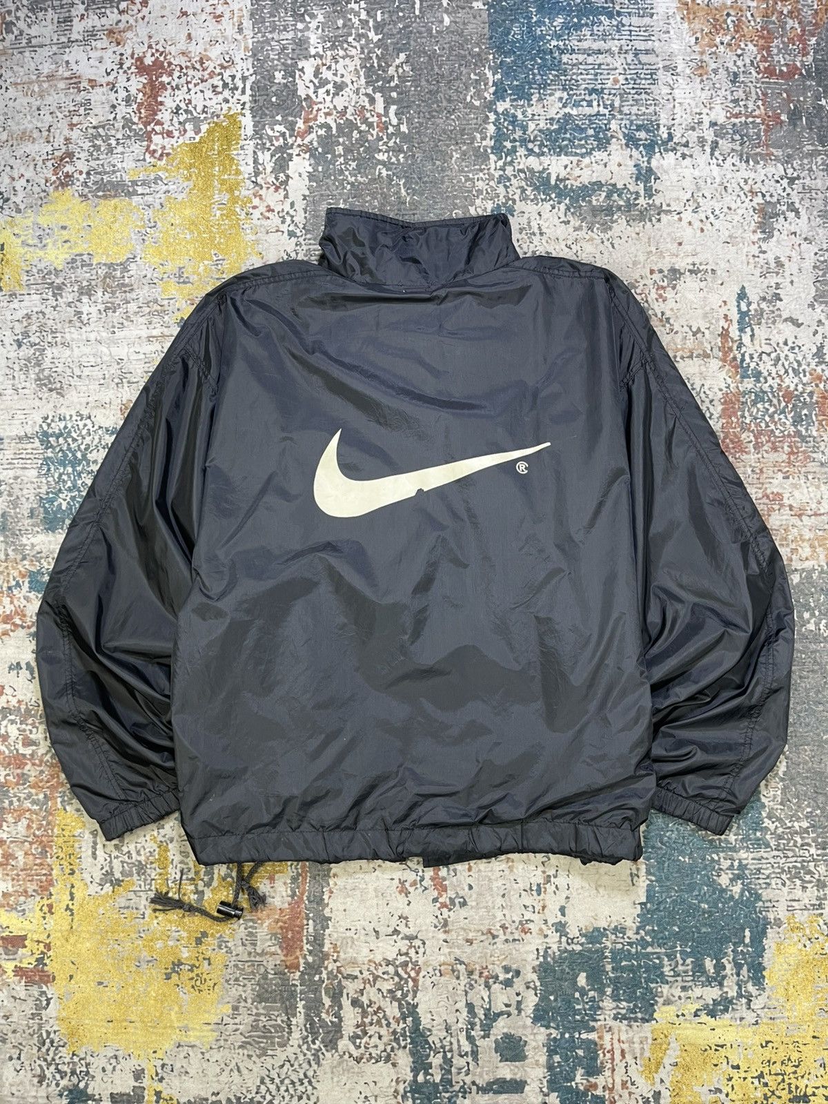 Nike Vintage 90s Nike Big Swoosh Windbreaker Jacket Size US L / EU 52-54 / 3 - 1 Thumbnail