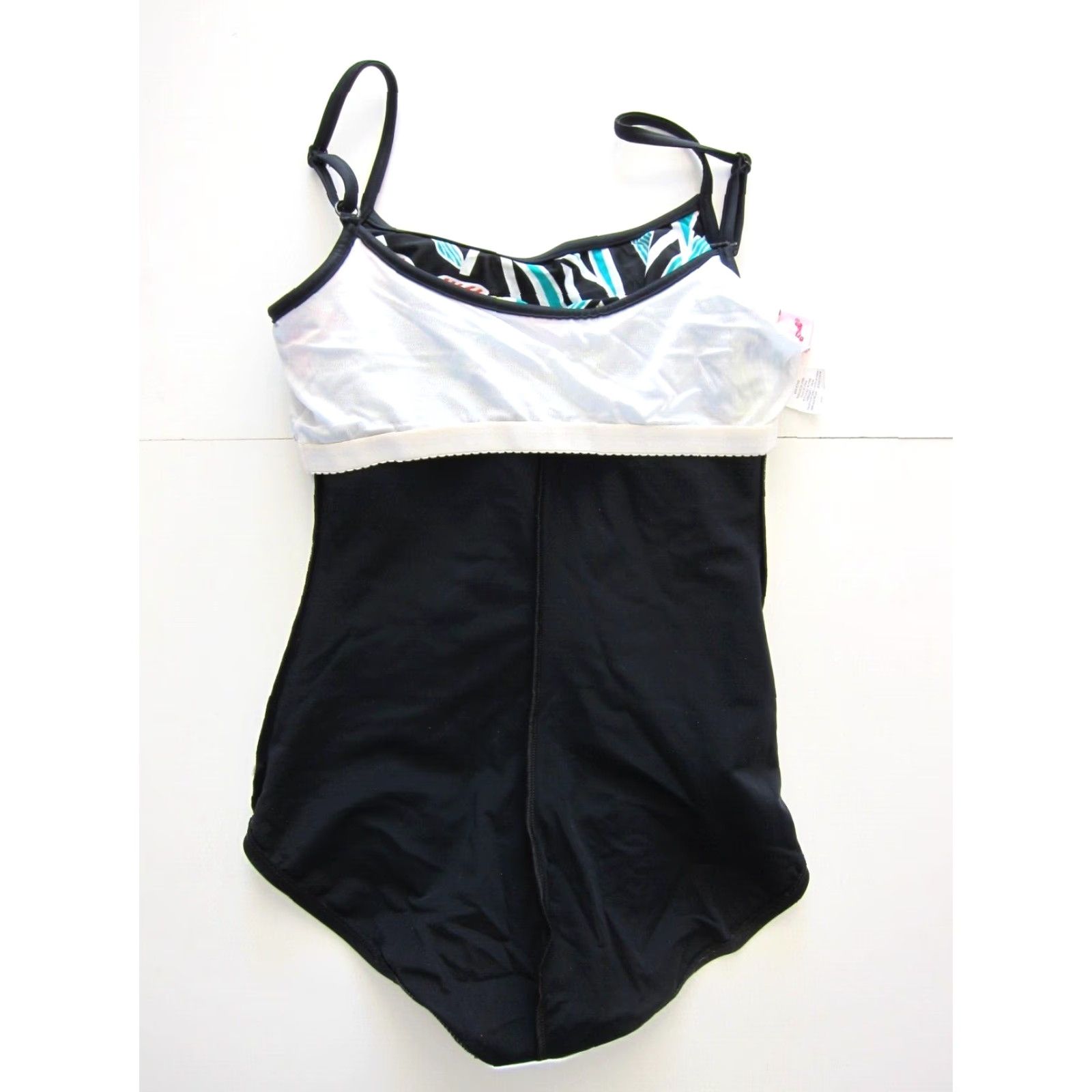 Vintage VINTAGE Rose Marie Reid Black Green Red Floral Slim Built In Bra One Piece Swimsuit 10 Size ONE SIZE - 6 Thumbnail