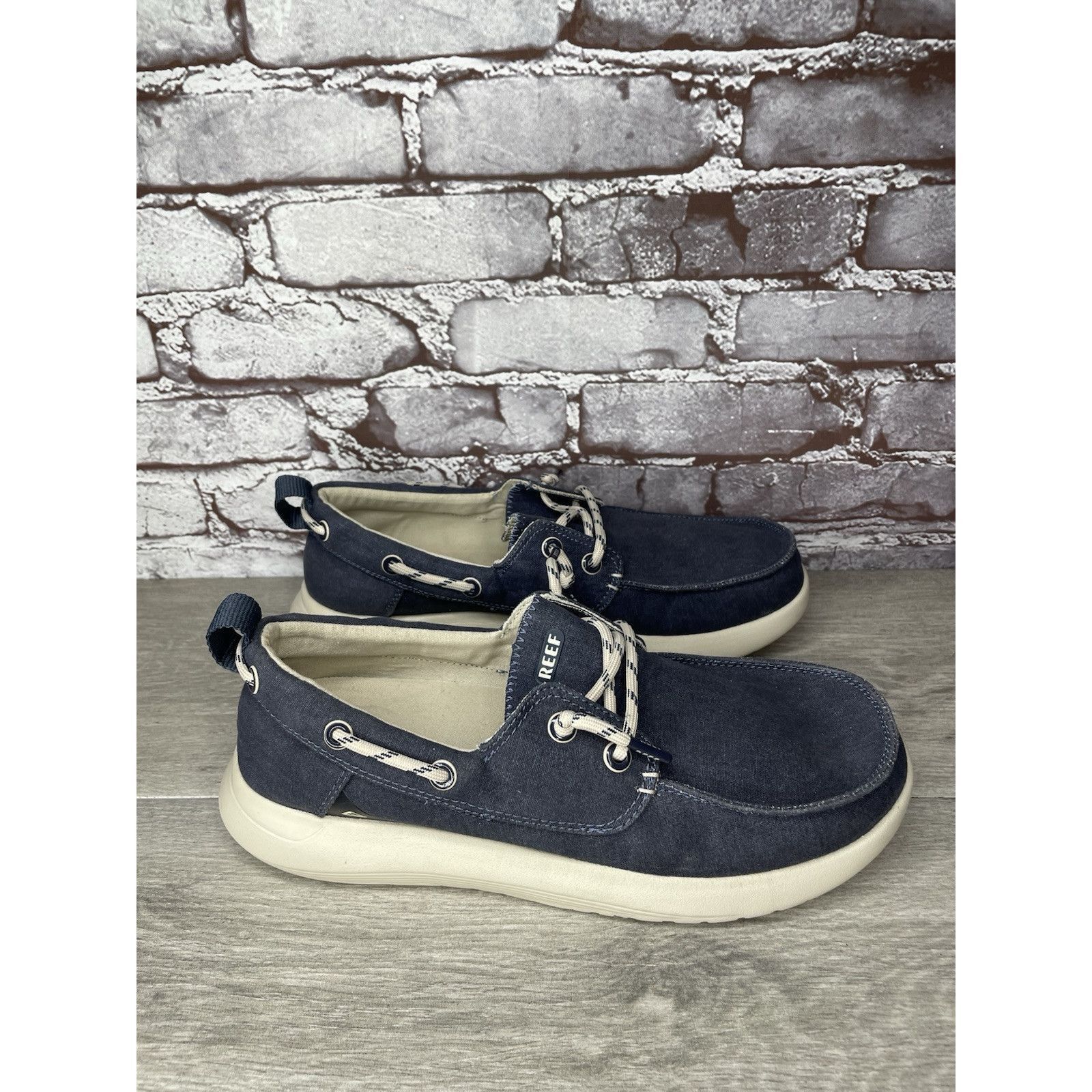 REEF Reef Swellsole Pier Shoes Navy Blue Canvas Fabric Boat Shoes Size US 11 / EU 44 - 11 Thumbnail