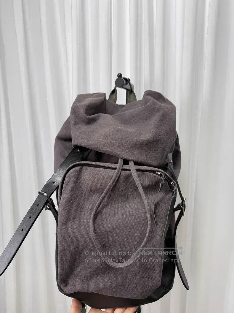 Yohji Yamamoto Yohji Yamamoto Washed Fabric Cowhide Patchwork Backpack Size ONE SIZE - 3 Thumbnail