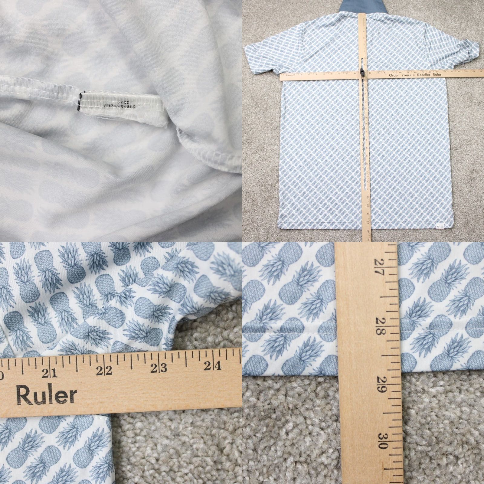 Puma PUMA Polo Shirt Mens Medium Blue Pineapple All Over Print Golf Short Sleeve Shirt Size US M / EU 48-50 / 2 - 8 Thumbnail