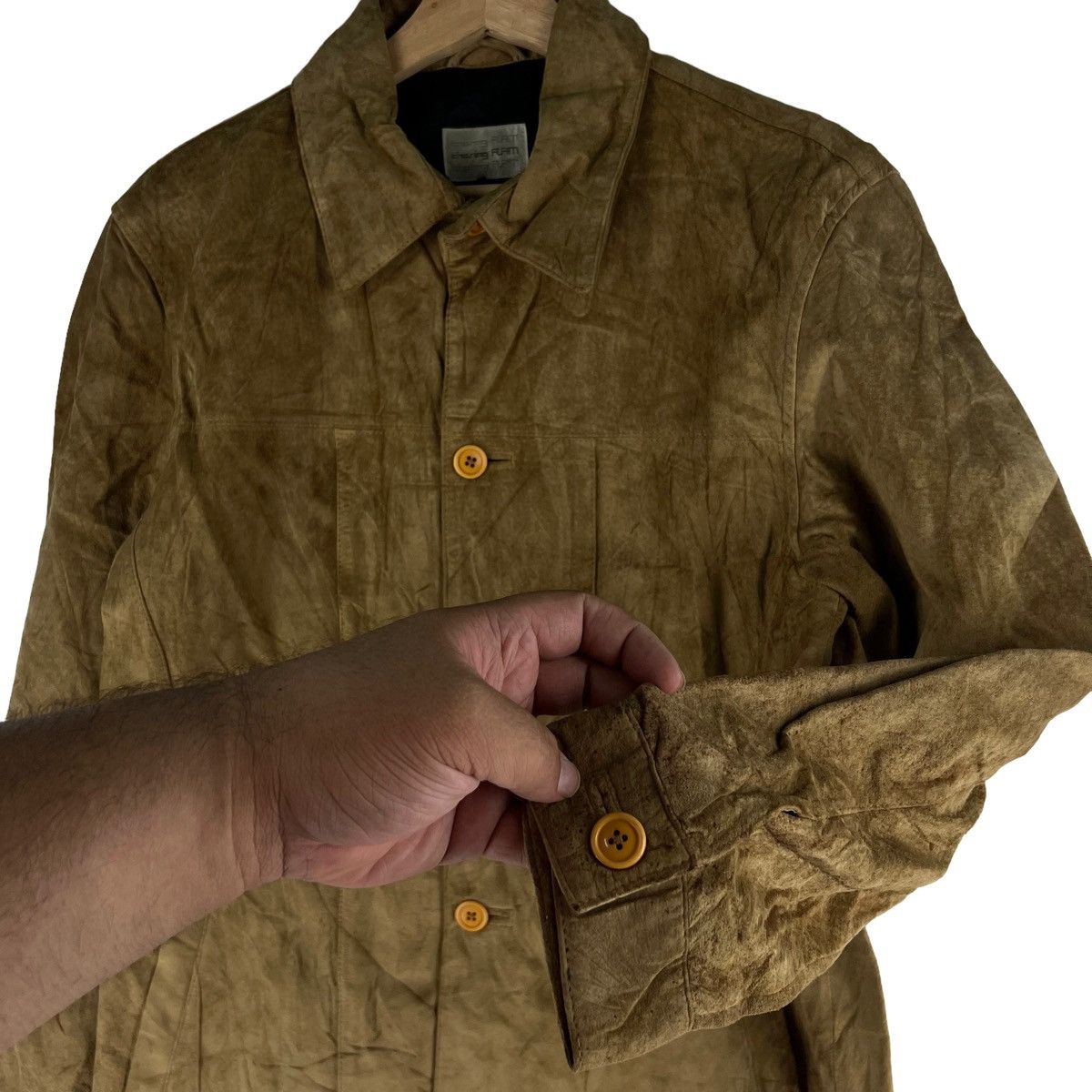 Vintage 🔥90’s Leather Shirt Jacket Work Charing Flam Issey Miyake Size US L / EU 52-54 / 3 - 5 Thumbnail