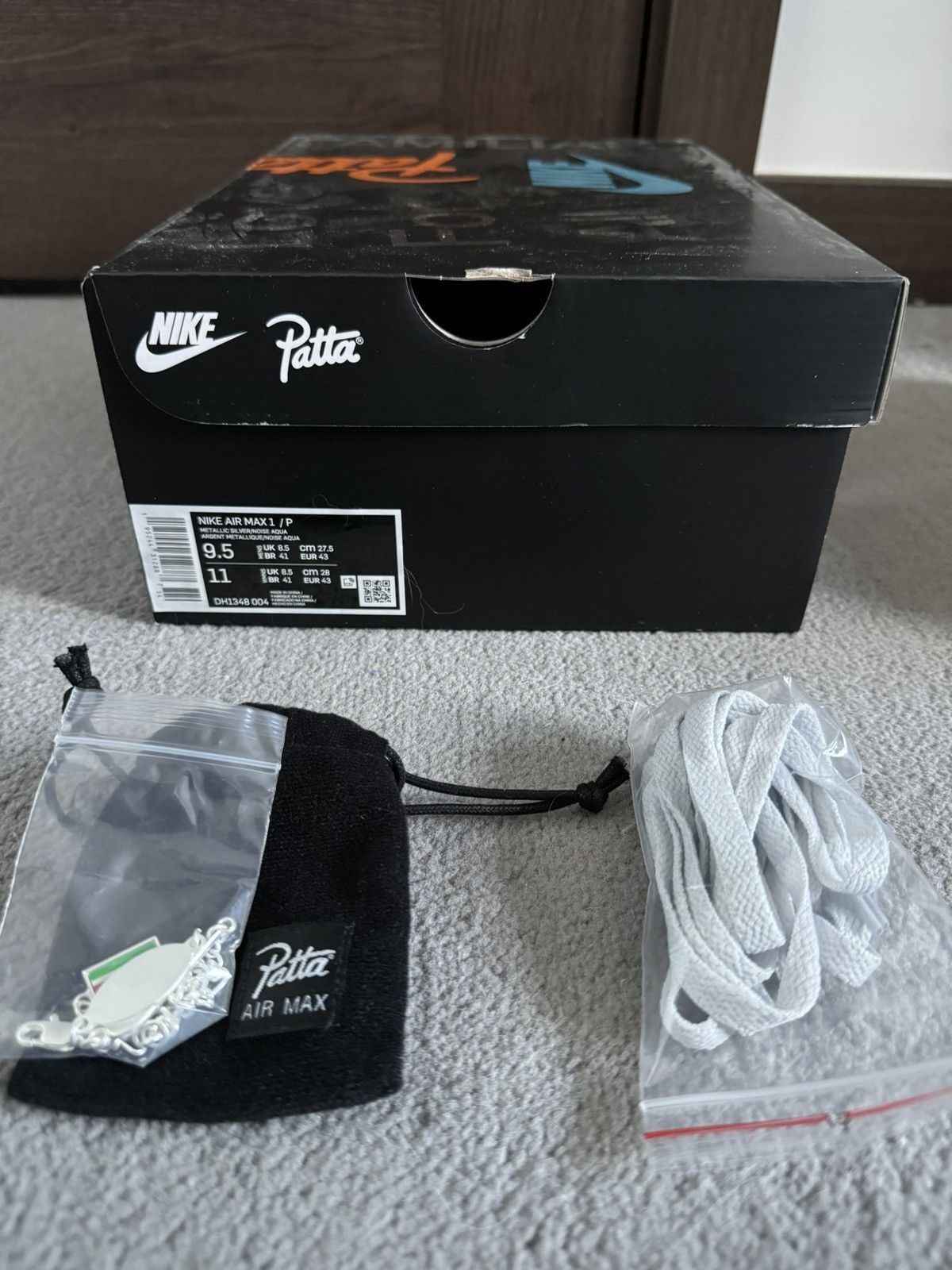Nike × Patta Patta x Nike Air Max 1 Noise Aqua w/ Bracelet Size US 9.5 / EU 42-43 - 9 Thumbnail