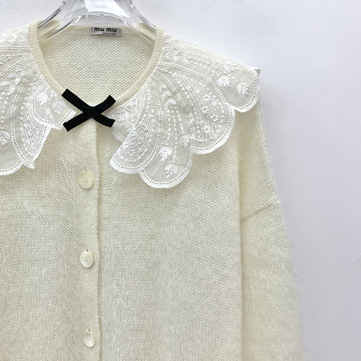 Miu Miu Miu Miu Lace Trim Mohair Long Sleeve Knit Cardigan K26WX Size S / US 4 / IT 40 - 3 Thumbnail