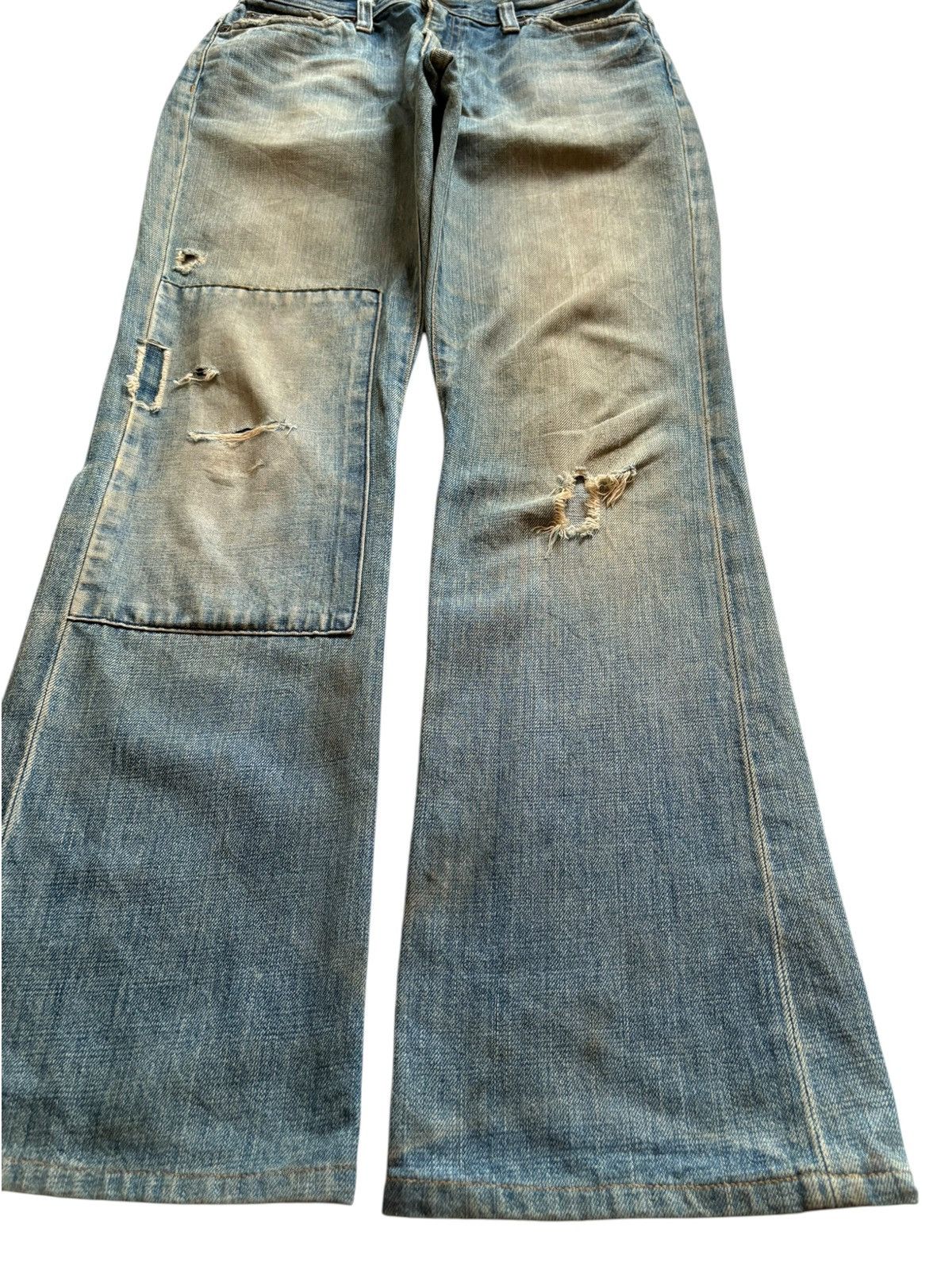 Gap Vintage Gap Tactical Patch Rusty Mud Wash Rip Flare Jeans Size US 27 - 7 Thumbnail