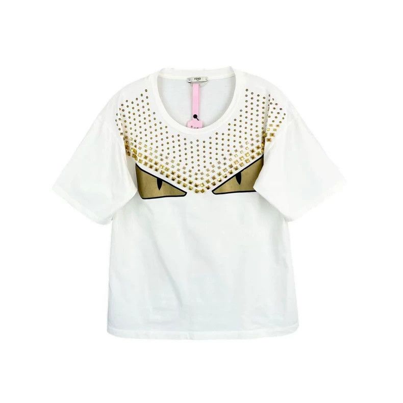 Fendi Fendi Little Monster Series White Diamond Short Sleeve Size US S / EU 44-46 / 1 - 1 Thumbnail