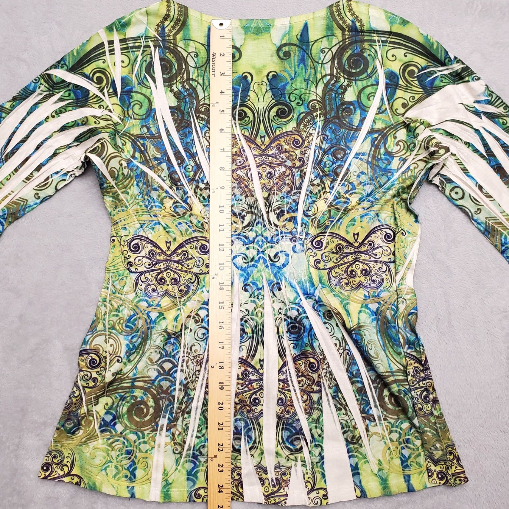 Vintage Energe Top Womens L Green Bohemian Psychedelic 3/4 Sleeve Summer Blouse Mens? Size L / US 10 / IT 46 - 7 Thumbnail