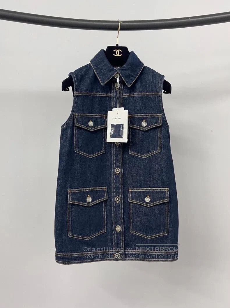 Chanel Chanel 25C denim vest jacket Size XXS / US 00 / IT 34 - 1 Thumbnail