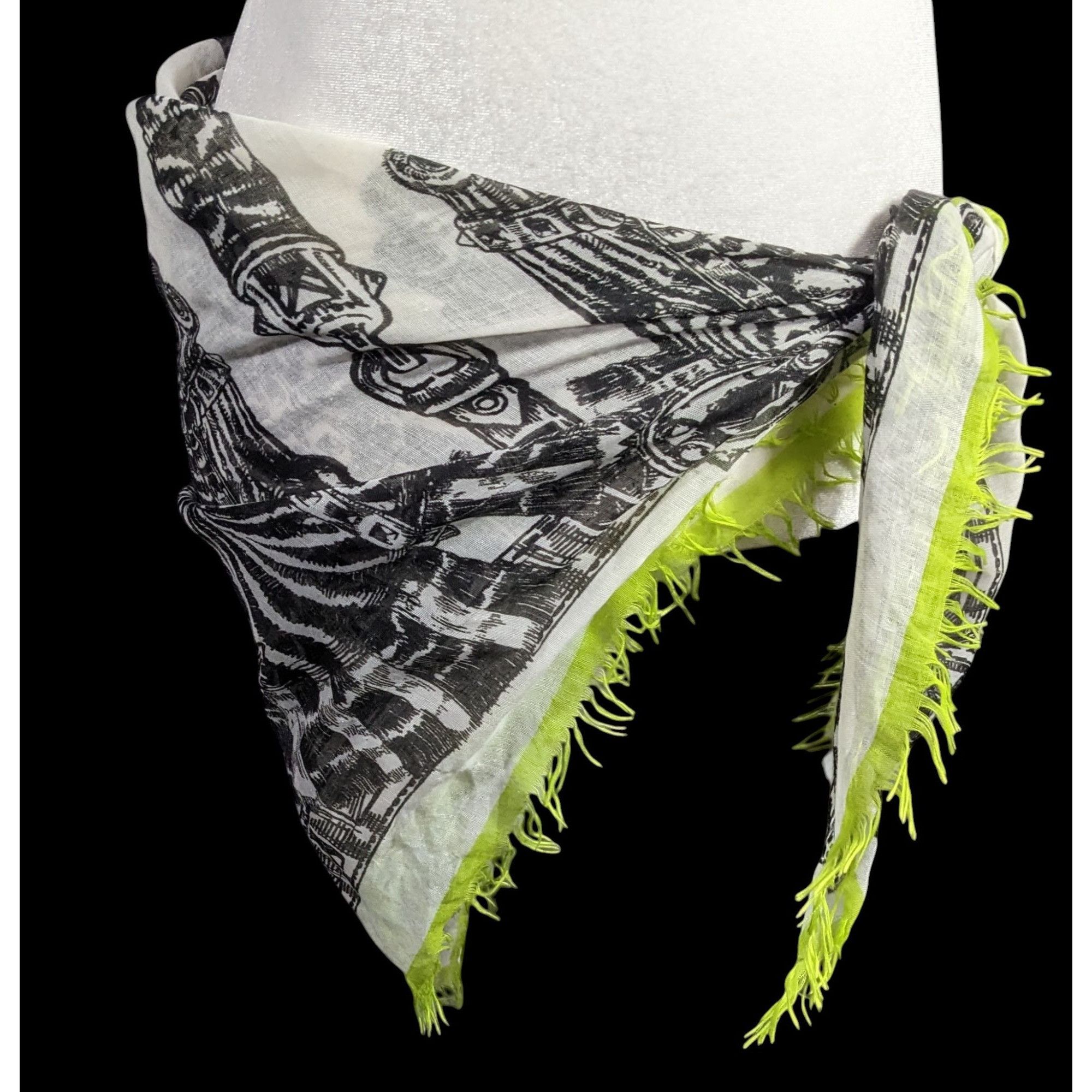 Other Echo Zebra Contrast Fringe Square Scarf Size ONE SIZE - 5 Thumbnail