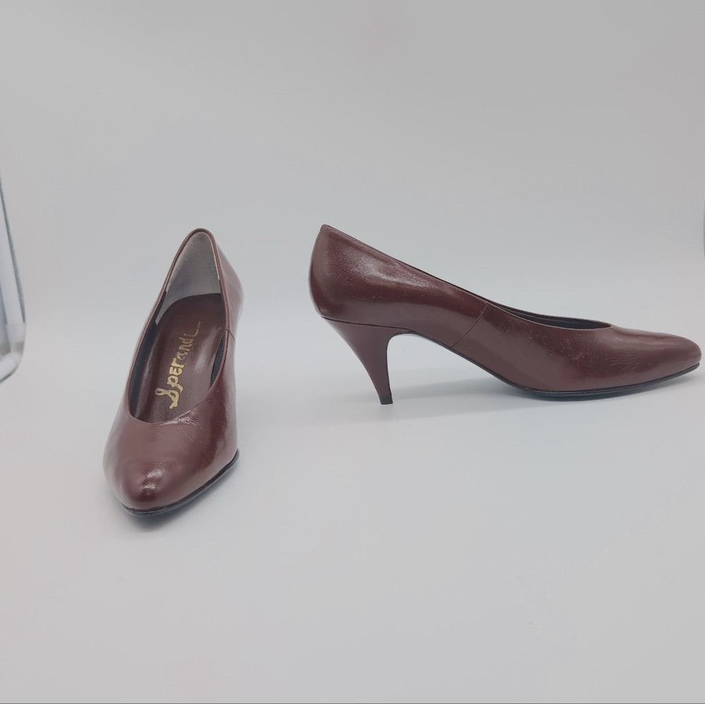 Vintage Elegant Sperandi Sz 8 Brown Leather Pumps Vintage 80s Like Size US 8 / IT 38 - 2 Thumbnail