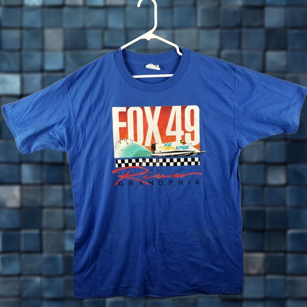 Vintage Vintage Power Boat Racing Shirt Men XL Blue Fox 49 River Grand Prix Single Stitch Boat Racing Shirt Mens XL Blue Fox News Theme 1990s Size US XL / EU 56 / 4 - 1 Thumbnail