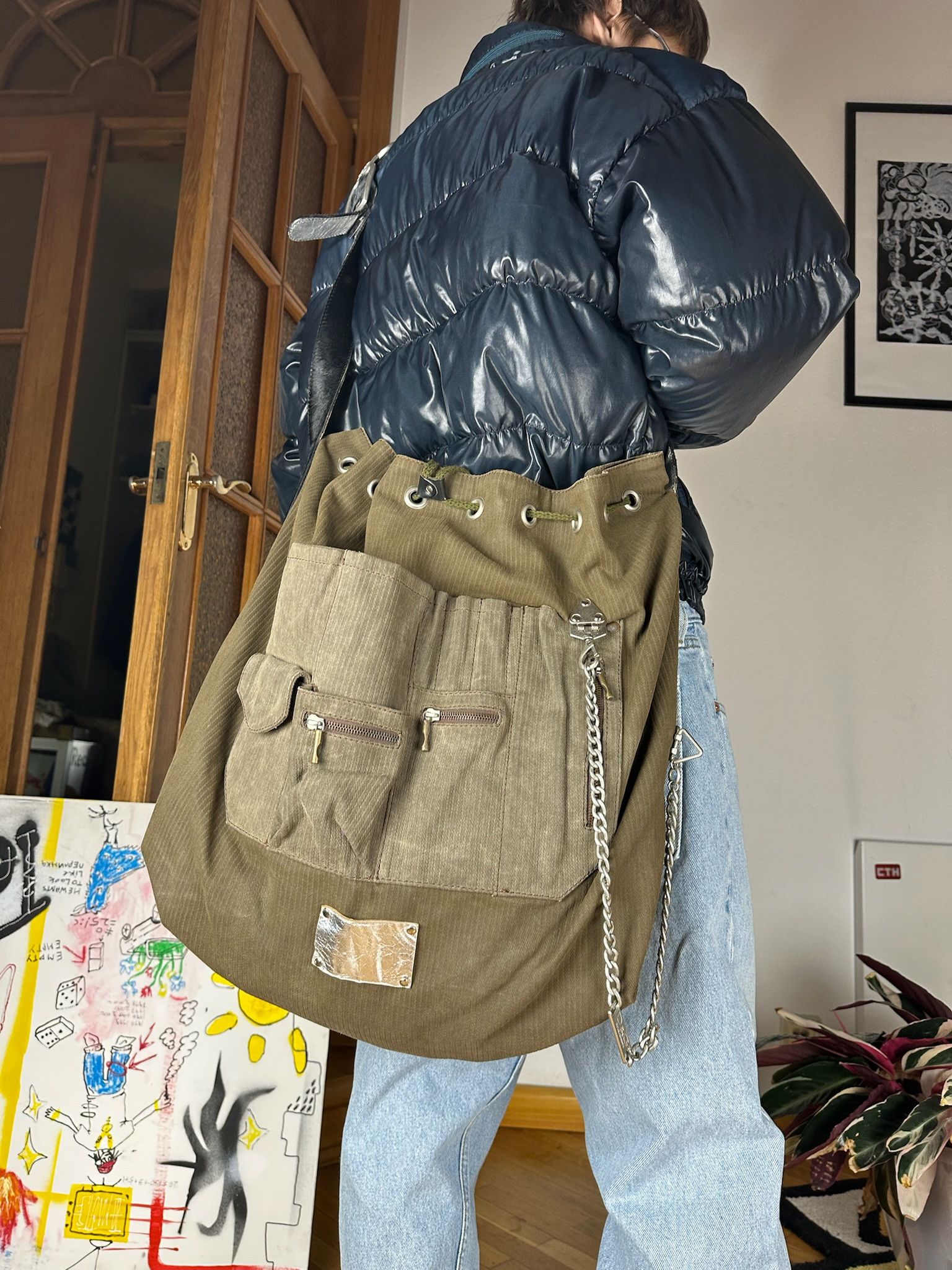 2000s Dolce & Gabbana Black army Cargo Shoulder Bag