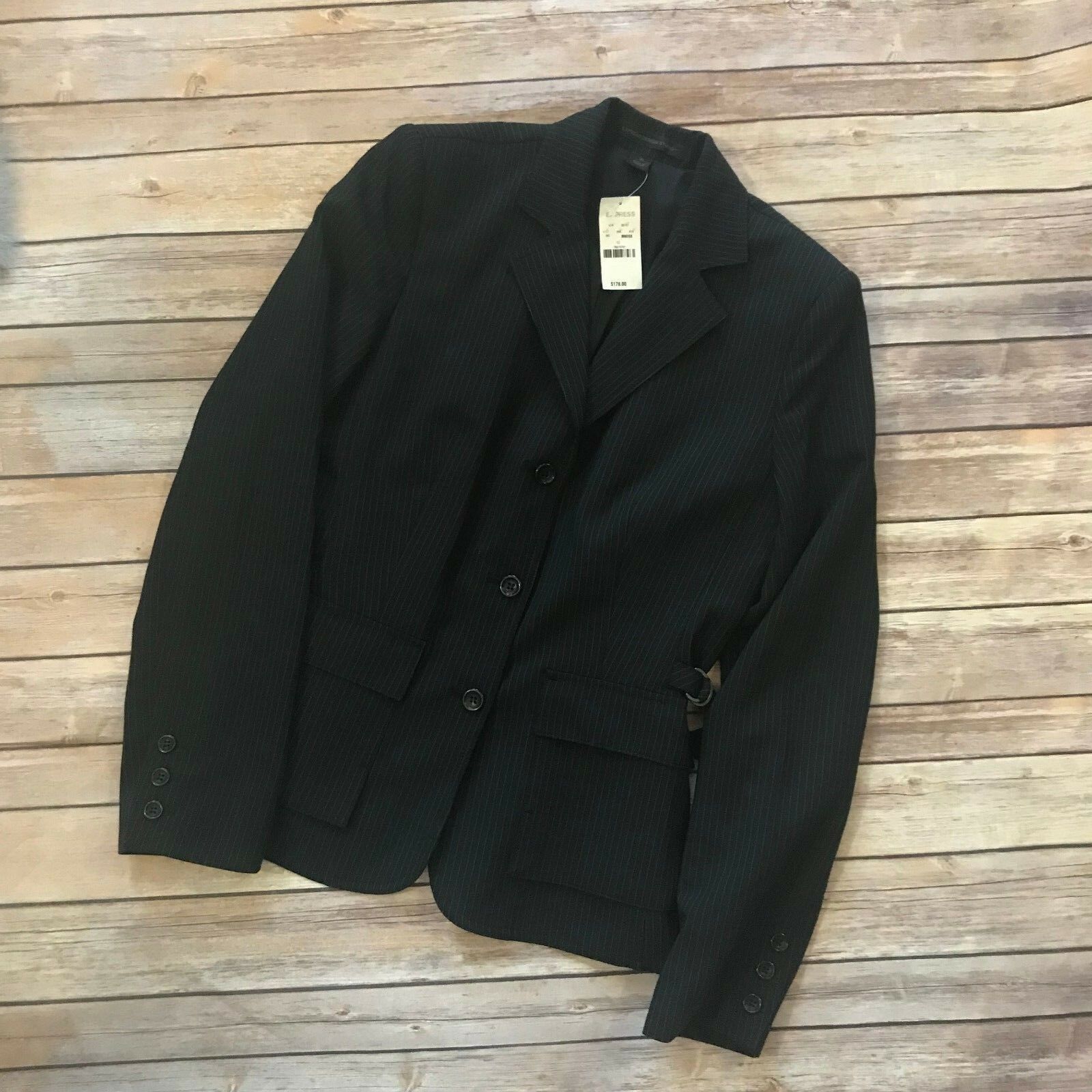 Express Express Design Studio Black Blue Pinstripe Jacket NEW 10 Size L / US 10 / IT 46 - 10 Thumbnail