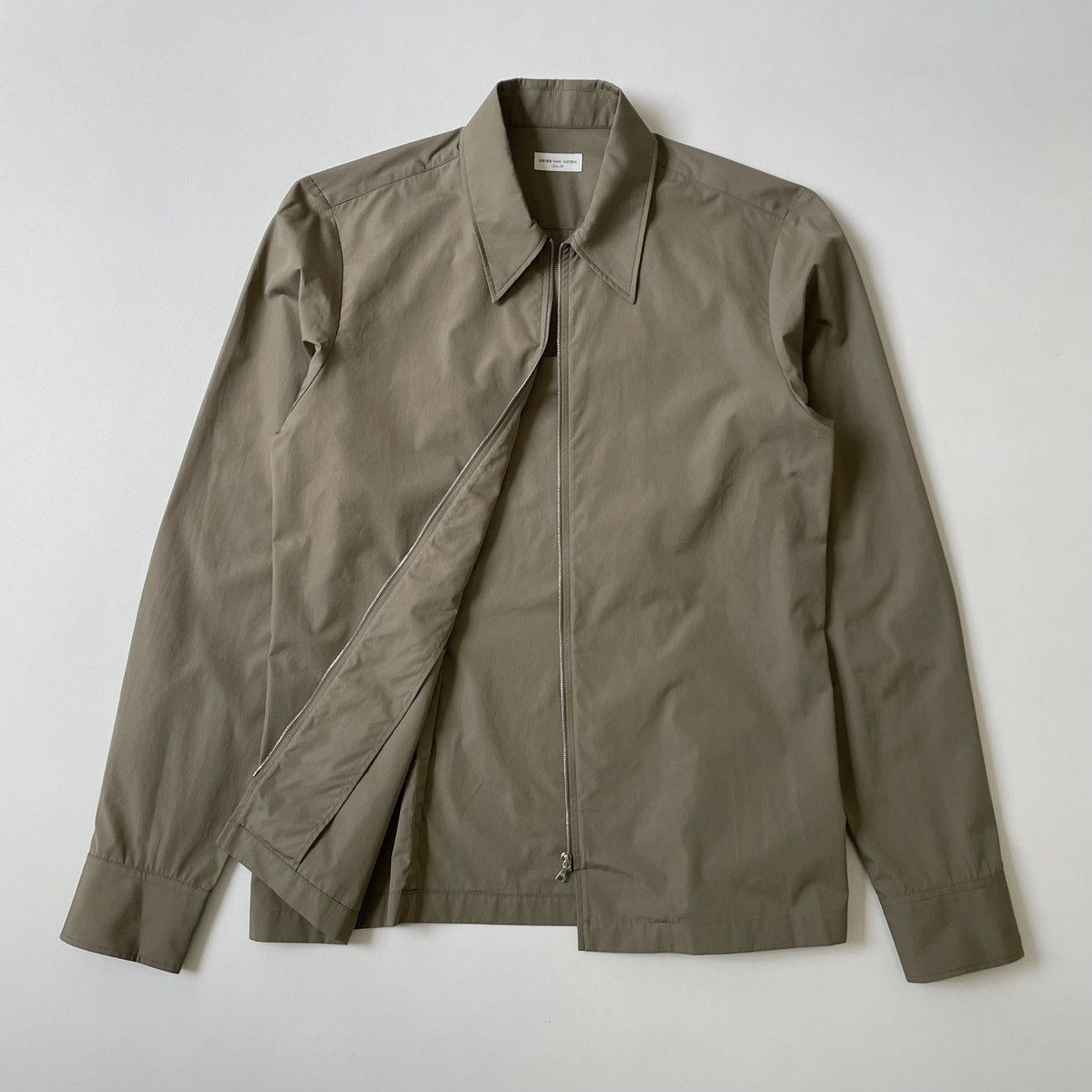 Dries Van Noten Sage Green Cotton ‘Zip Front’ Shirt Size US M / EU 48-50 / 2 - 1 Thumbnail