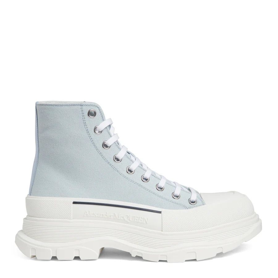Alexander McQueen o1y1024 Hi-Top Sneakers in White & Sky Blue Size US 7 / EU 40 - 2 Thumbnail