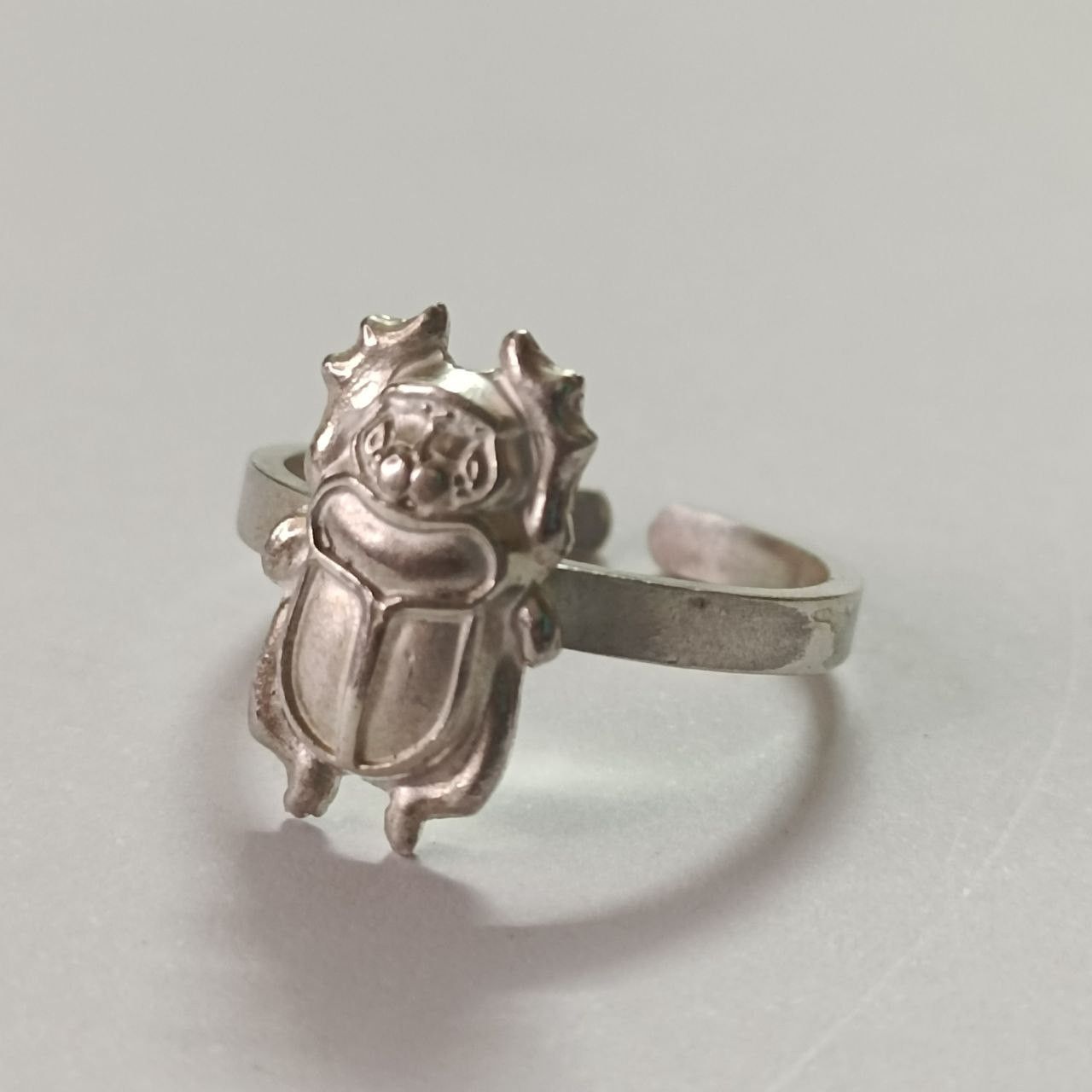 Handmade 925 sterling silver adjustable scarab beetle ring Egyptian Size ONE SIZE - 2 Thumbnail