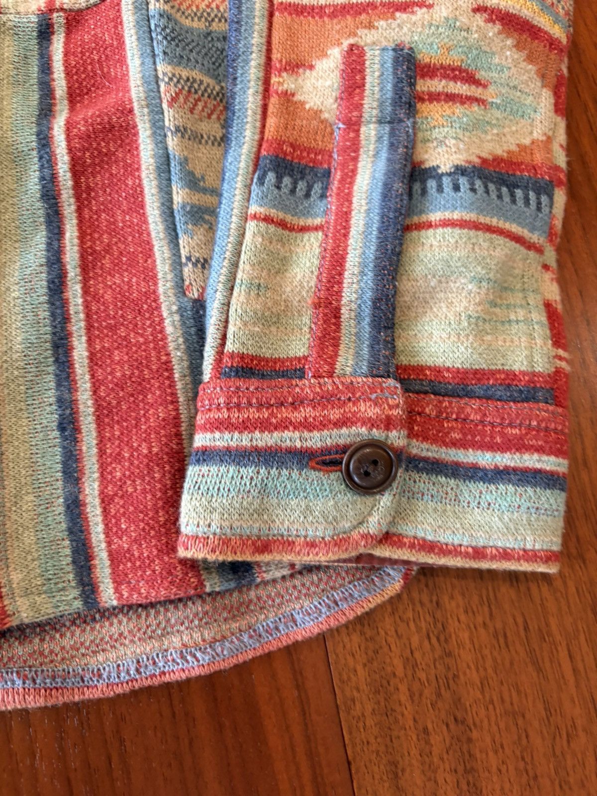 RRL DOUBLE RL RALPH LAUREN PATCHWORK KNIT SHIRT SMALL
