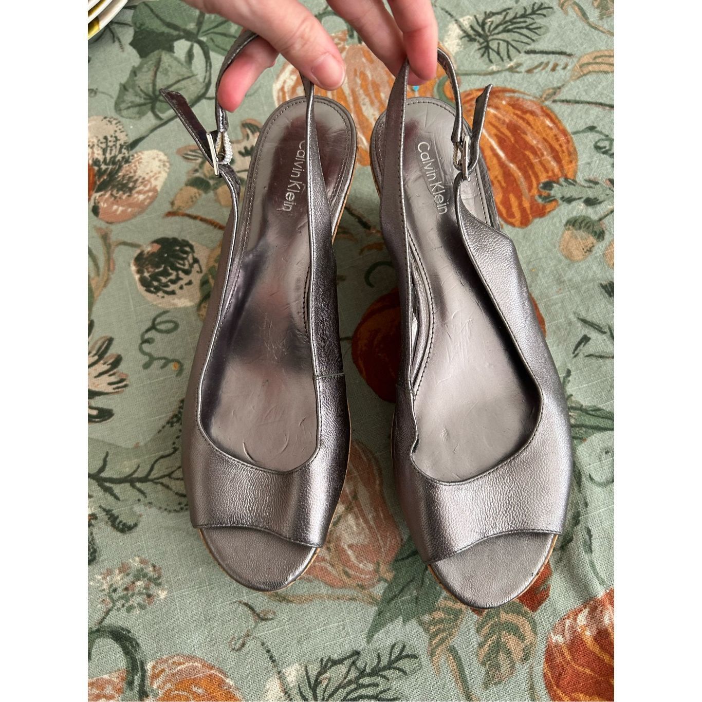 Calvin Klein Calvin Klein Heidy Platform Cork Wedge Heels, Slingback Pump Size US 8.5 / IT 38.5 - 4 Thumbnail