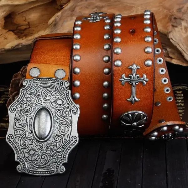 Japanese Brand 2 belt,Retro Heavy Metal Rivets Punk Style (7 variant size) Size ONE SIZE - 7 Thumbnail