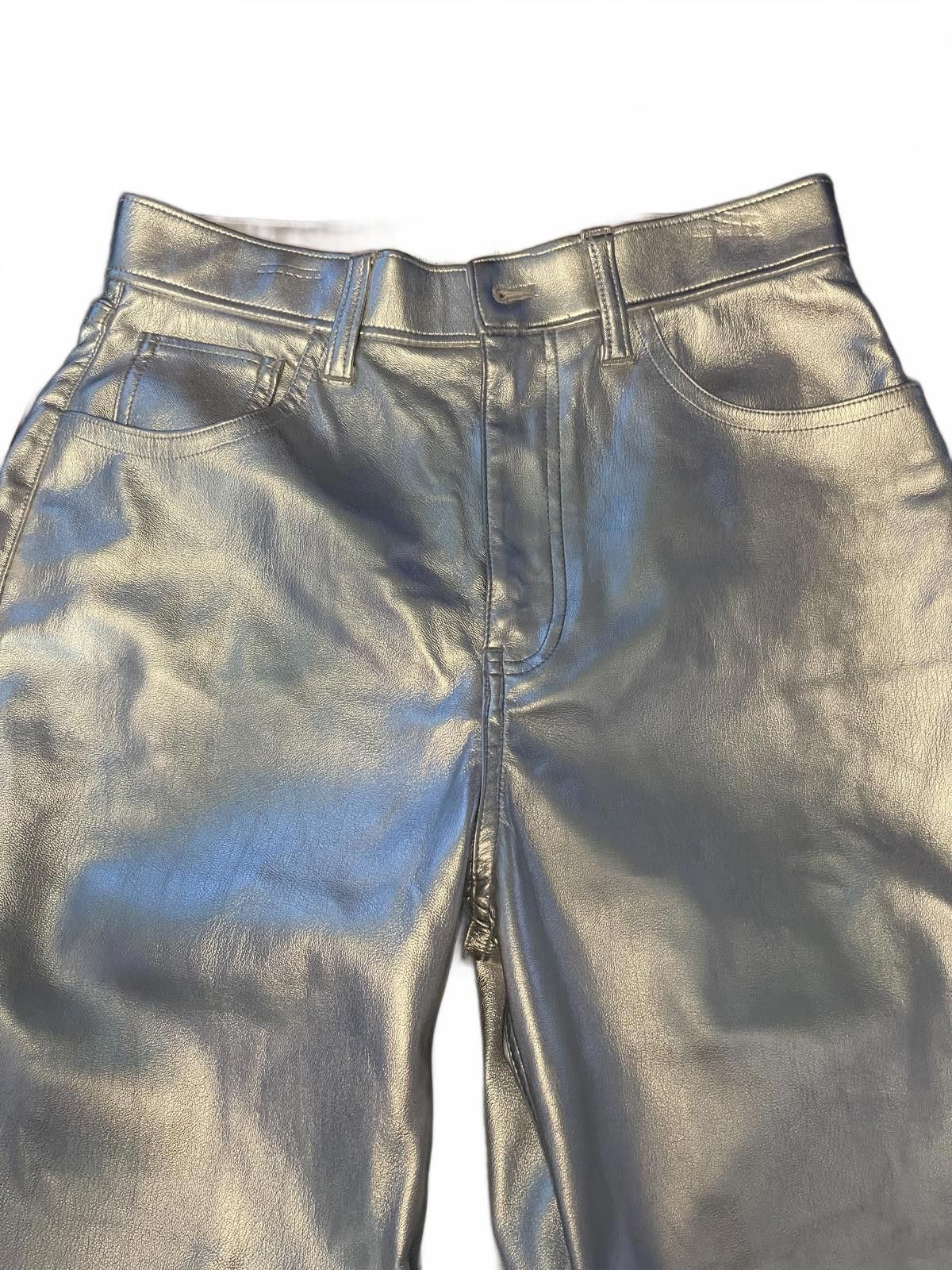 Abercrombie & Fitch Abercrombie and Fitch high-rise silver faux leather pants Size 27" / US 4 / IT 40 - 4 Thumbnail