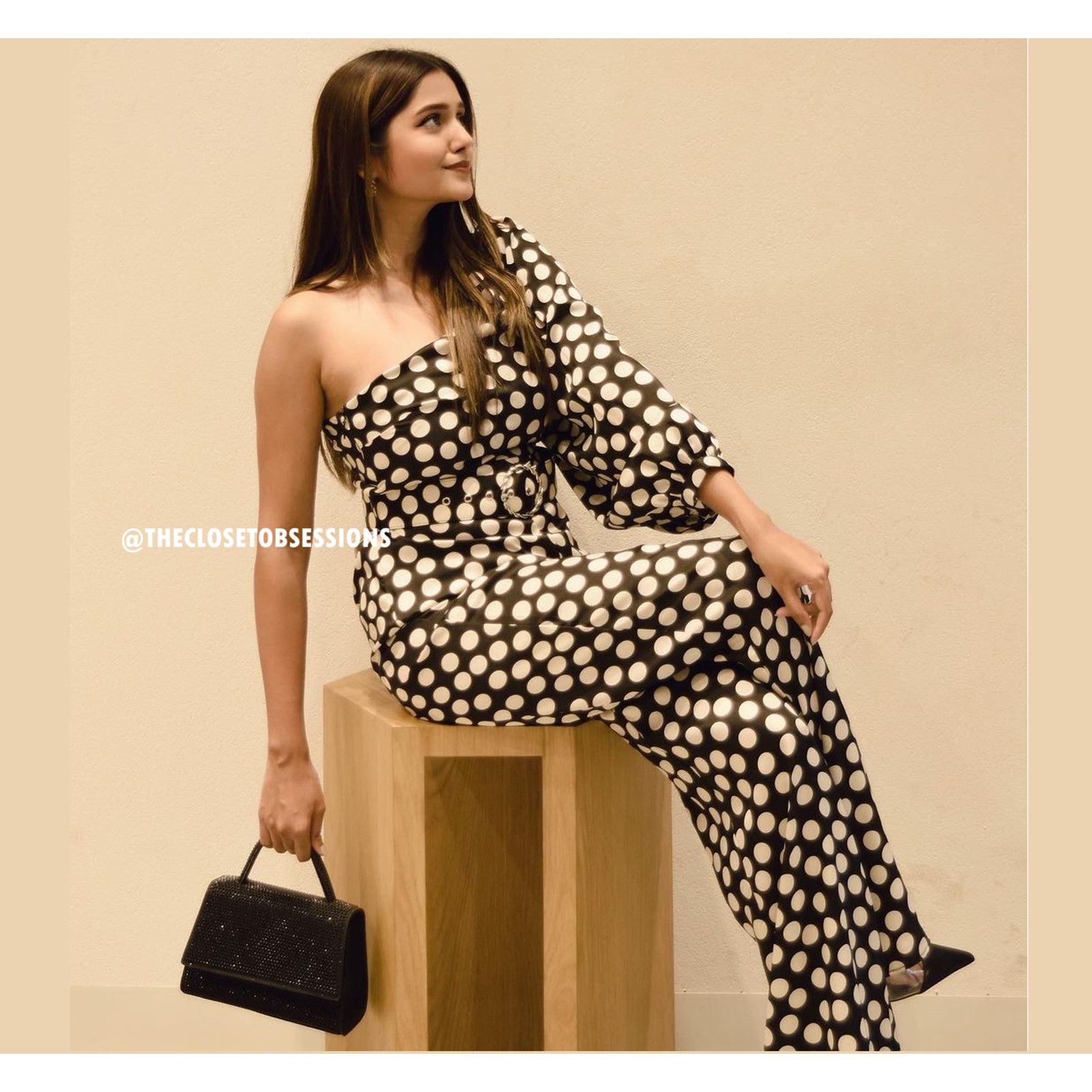 Mango Mango Polka Dot One Shoulder Jumpsuit Straight Leg NWT Size 30" / US 8 / IT 44 - 13 Thumbnail