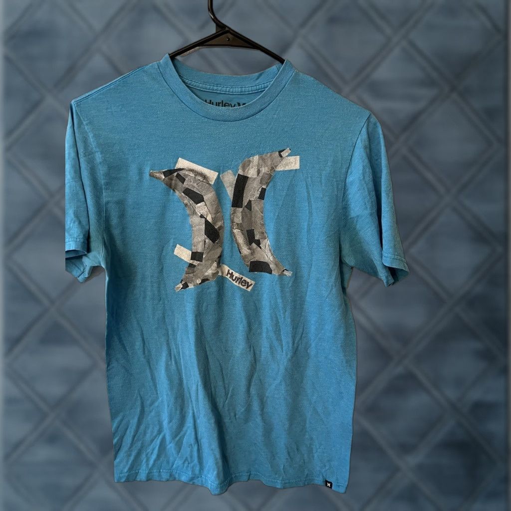 Hurley Hurley Men's Blue Crew Neck Short Sleeve T-Shirt Graphic Logo Medium 2010s Casual Surfing Size US M / EU 48-50 / 2 - 1 Thumbnail