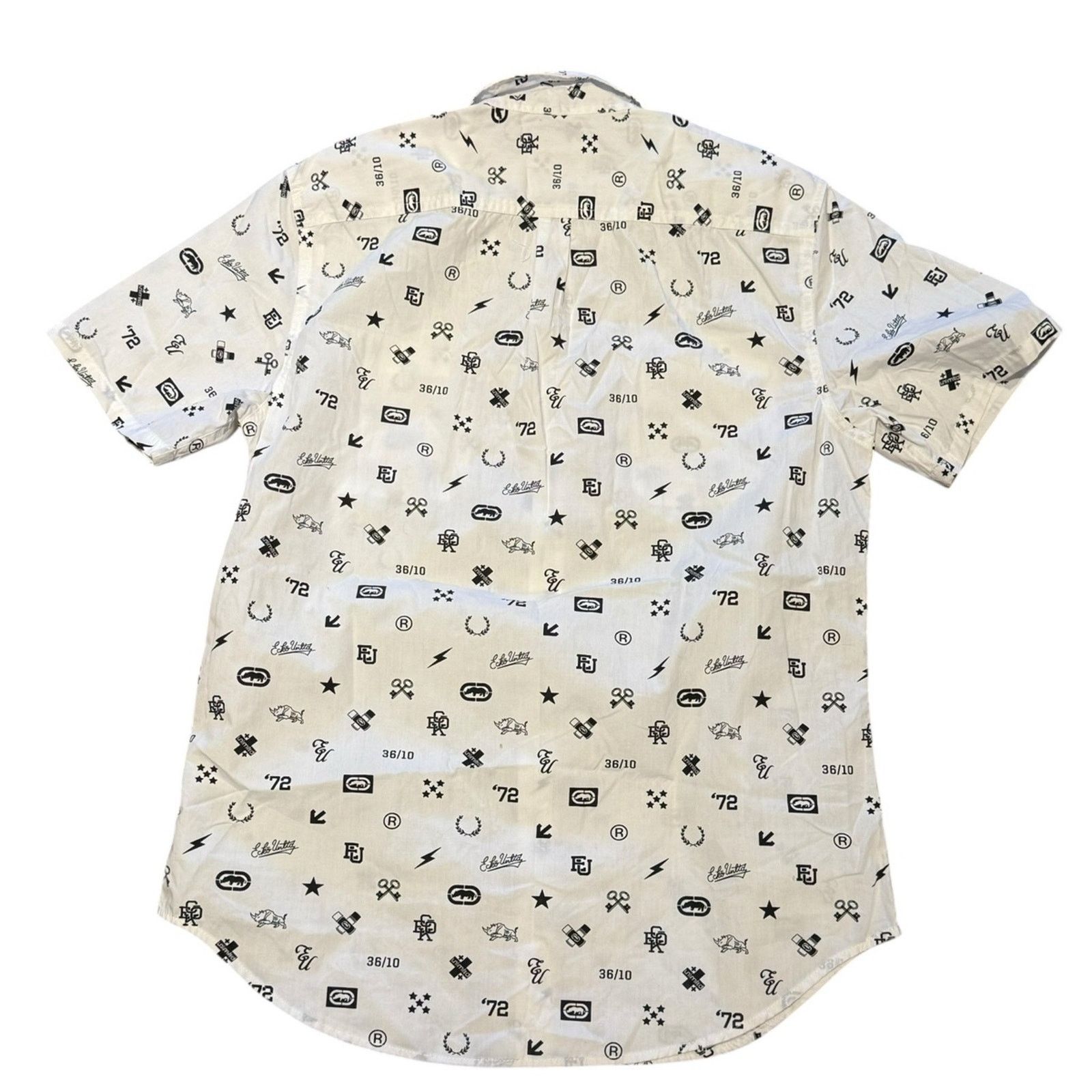 Ecko Unltd. Ecko Men’s Medium White & Black Short Sleeve Button Up Shirt Size US M / EU 48-50 / 2 - 2 Thumbnail