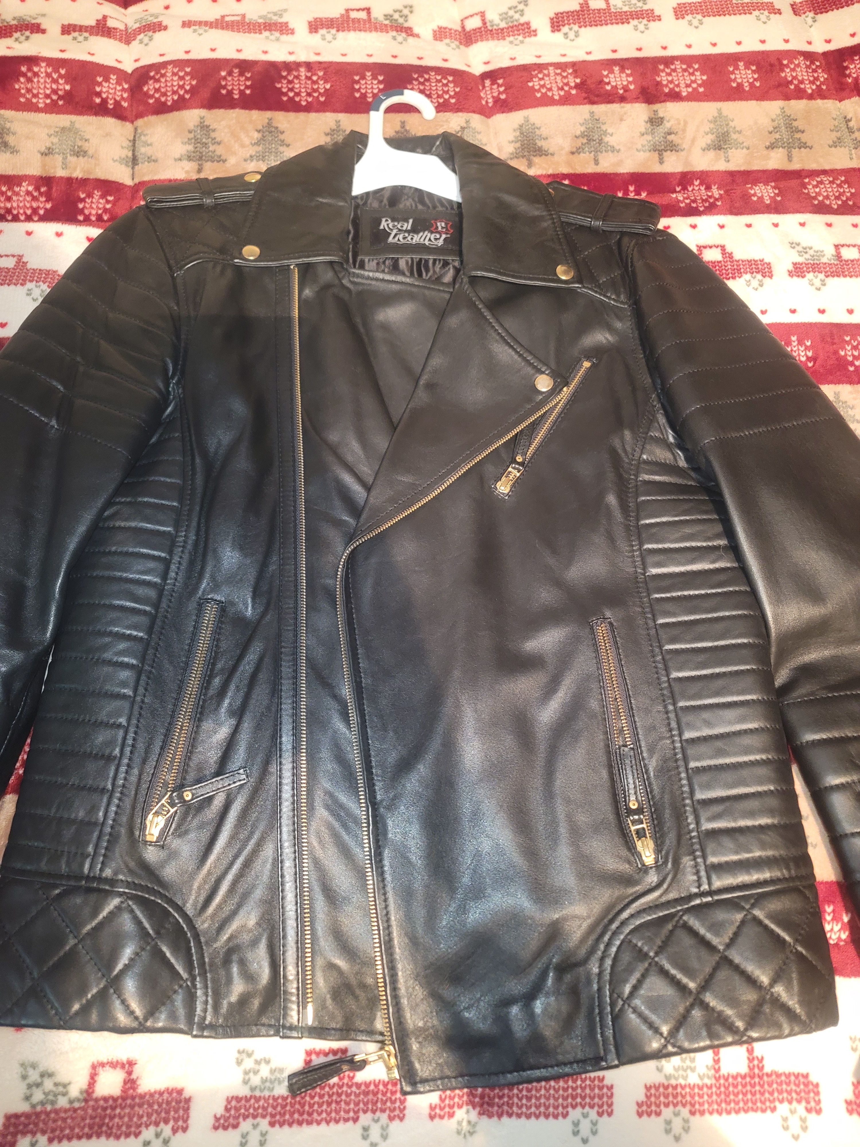 Leather lambskin(leather) biker jacket. Size US M / EU 48-50 / 2 - 10 Thumbnail