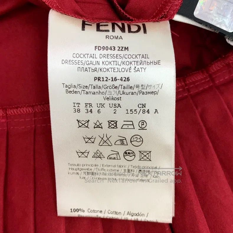 Fendi Fendi Red Tie Bow Cotton Lace Trim Sleeveless Dress Size XXS / US 00 / IT 34 - 6 Thumbnail