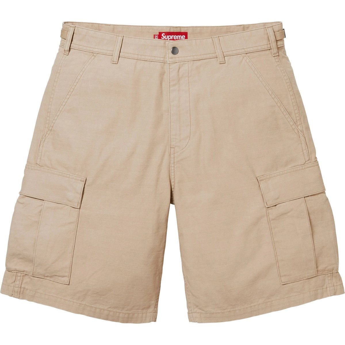 Supreme Cargo Short Shorts Tan Cotton Zip Fly SS25 Size 34