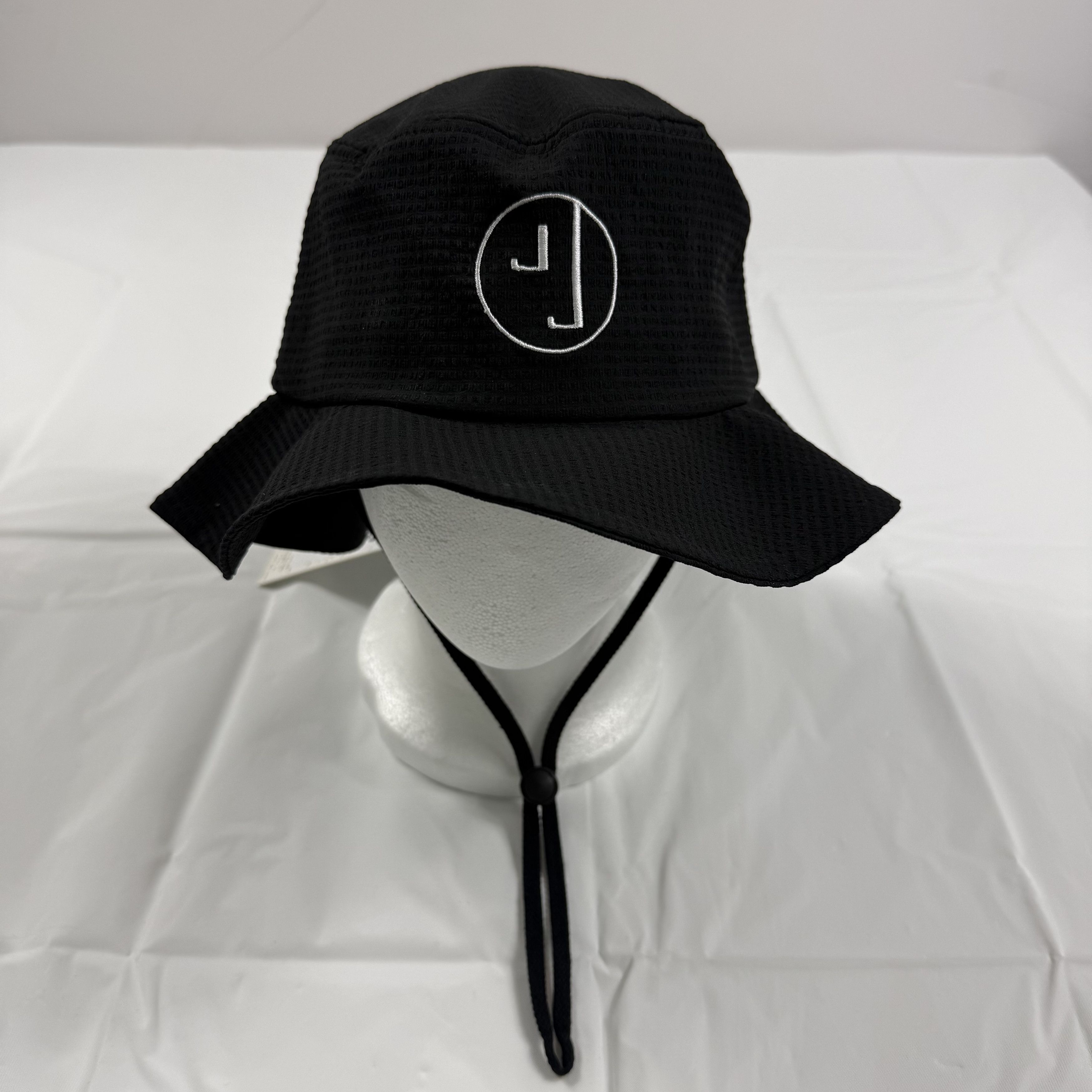 Jungles Jungles Jungles Seersucker Wide Brimmed Hat Black Logo O/S Size ONE SIZE - 1 Thumbnail
