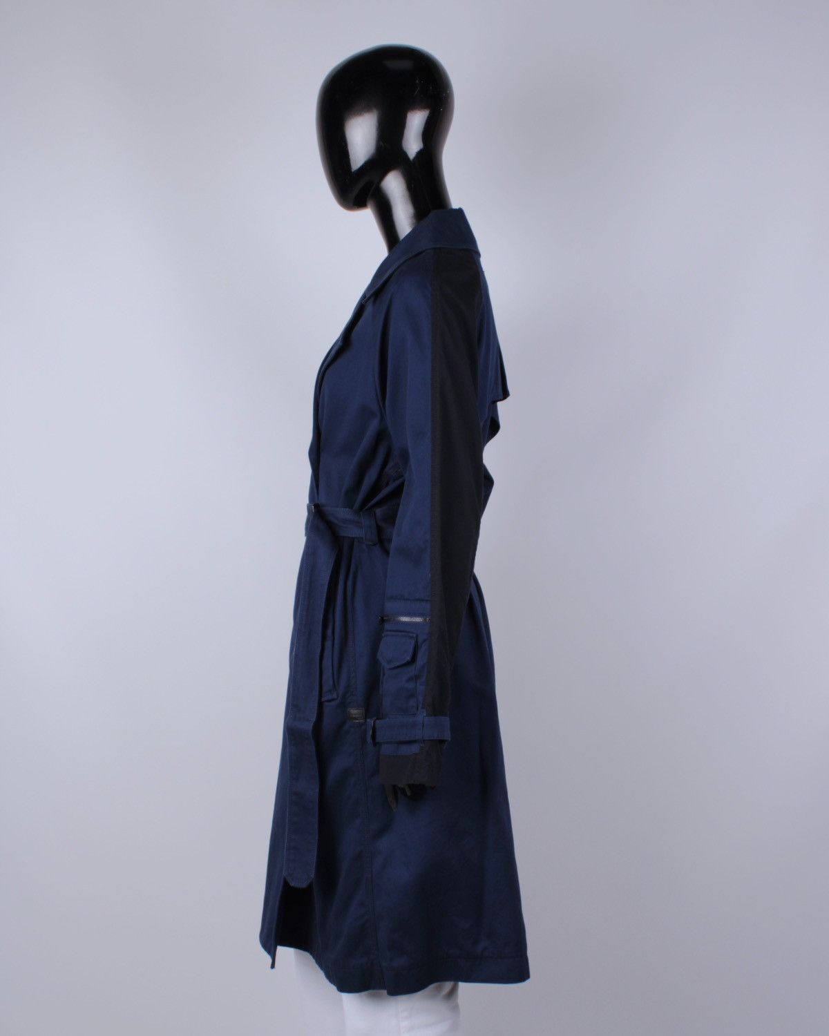 Designer × G-Star G-STAR RAW Duty Classic Trench Blue Cotton Long Coat Jacket Size M / US 6-8 / IT 42-44 - 11 Thumbnail