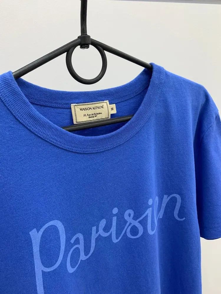 Maison Kitsune Maison Kitsune Blue Cotton Parisien T-Shirt Tee Size US M / EU 48-50 / 2 - 2 Thumbnail