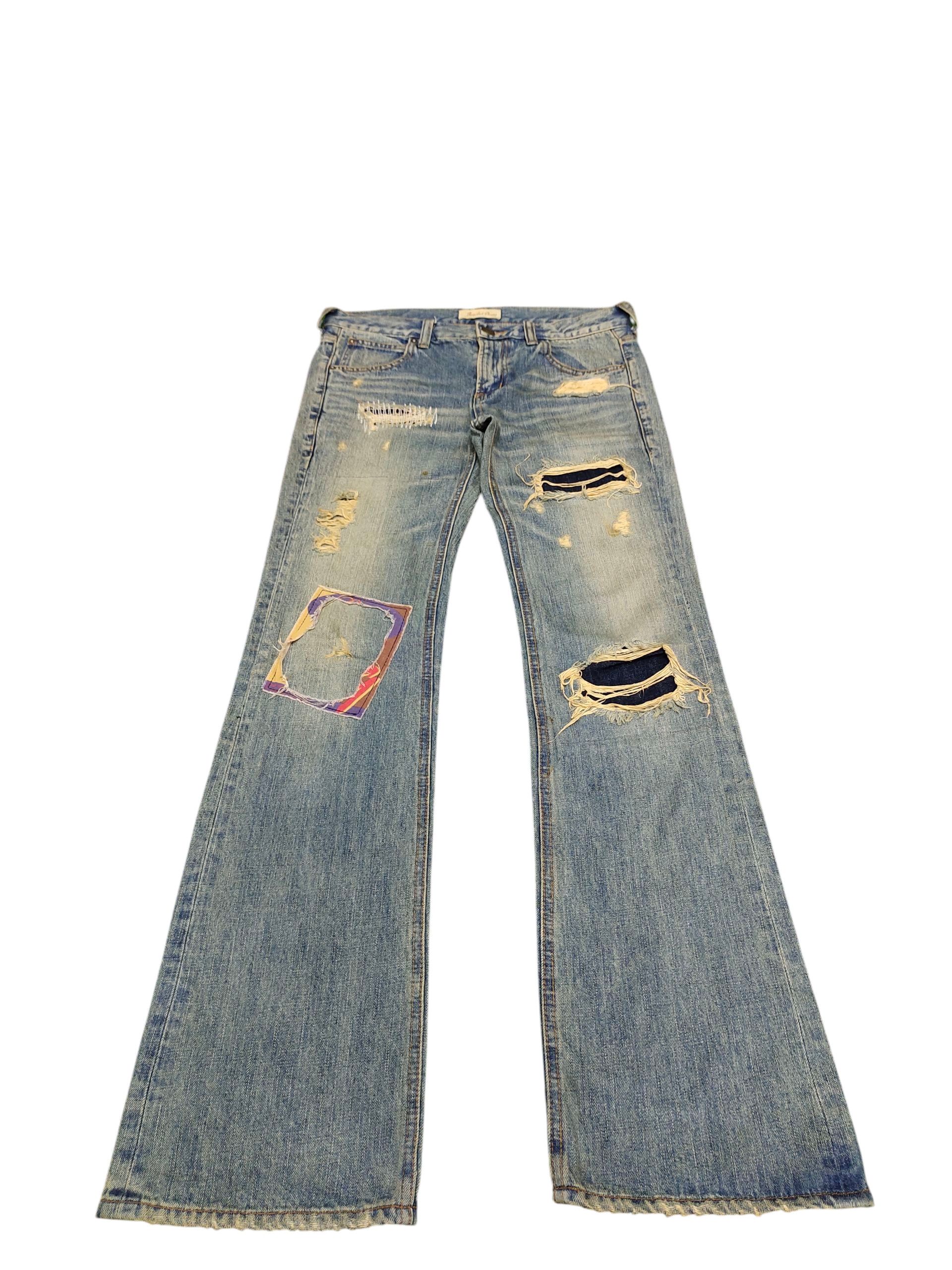 If Six Was Nine Flare Jeans Bonds & Peace Patchwork Distress Denim Bootcut Size US 31 - 2 Thumbnail