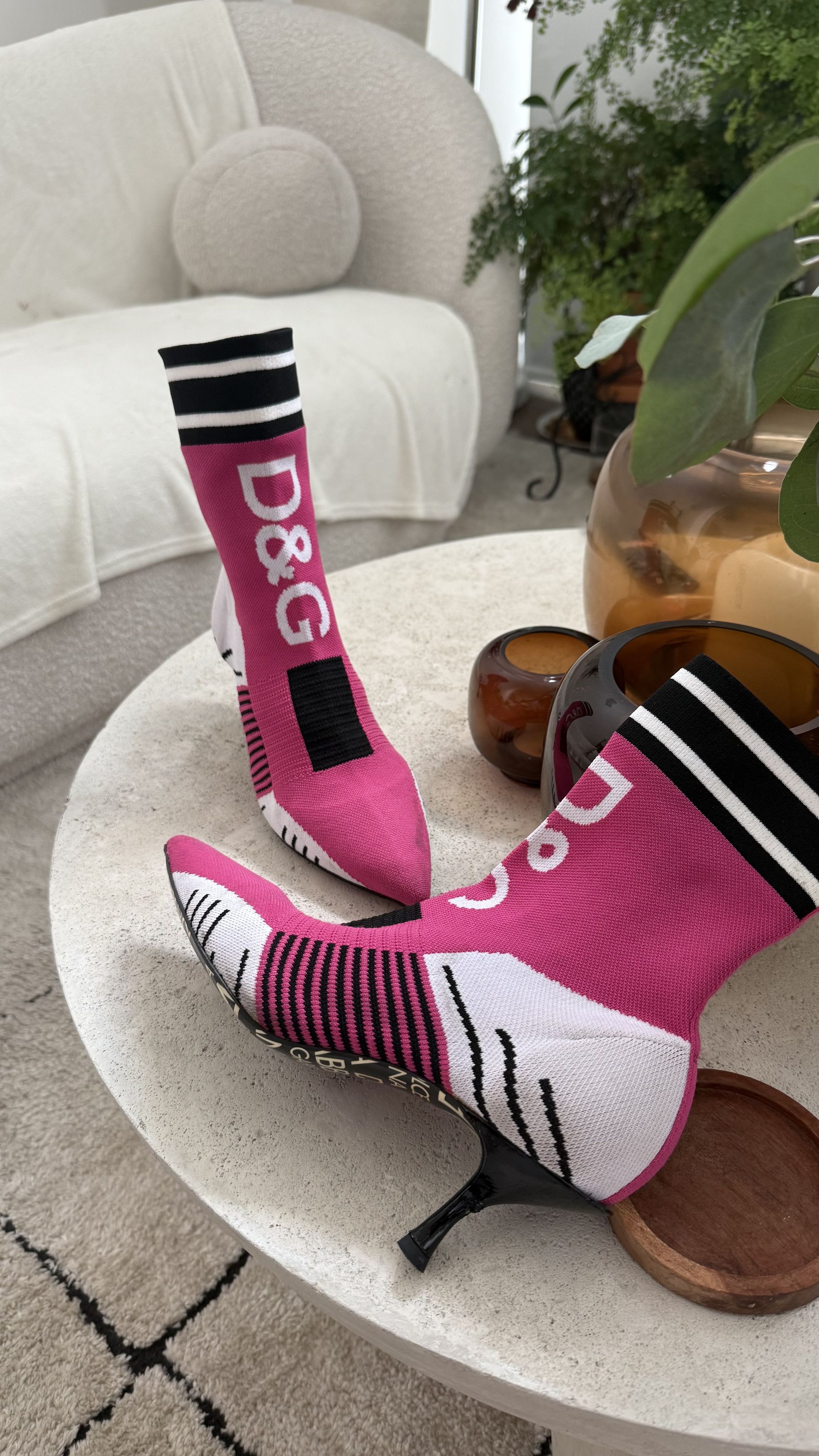 Dolce & Gabbana Dolce & Gabbana Lori Jacquard-knit Sock Boots Stilettos Size US 10 / IT 40 - 1 Thumbnail