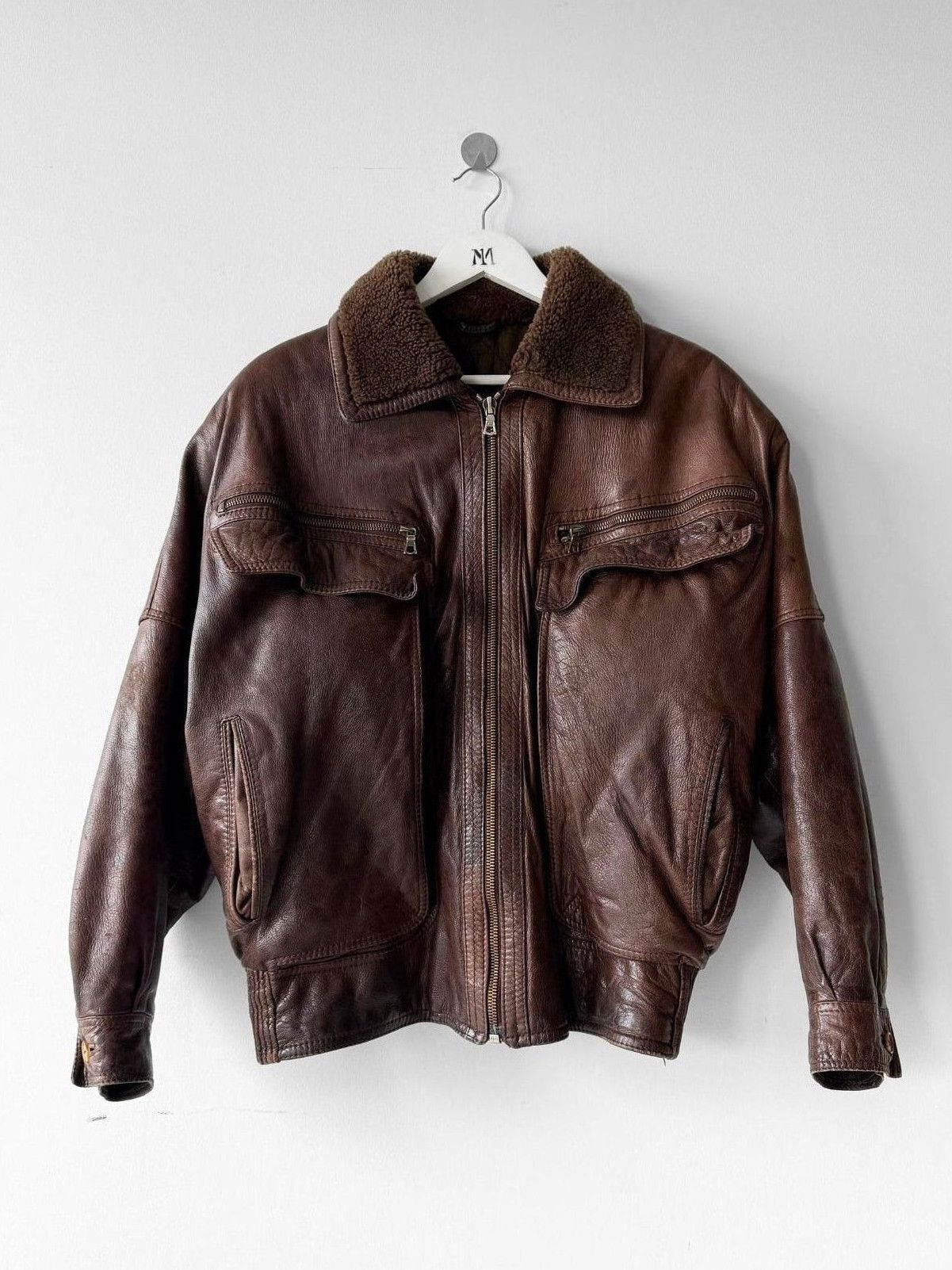 Versace VERSACE 1980s AVIATOR BOMBER JACKET WITH SHEARLING COLLAR Size US L / EU 52-54 / 3 - 1 Thumbnail