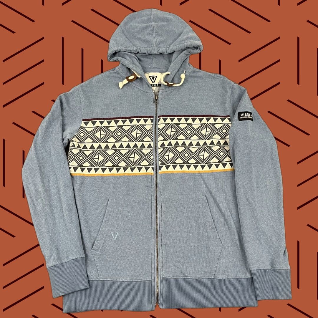 Vissla Vissla Jacket Mens L Blue Aztec Print Hooded Full Zip Pockets Outdoor Beach Outdoors Size US L / EU 52-54 / 3 - 1 Thumbnail