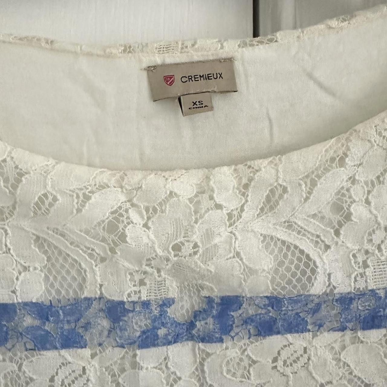 Cremieux Cremieux Women's White and Blue Tshirt Size XS / US 0-2 / IT 36-38 - 3 Thumbnail