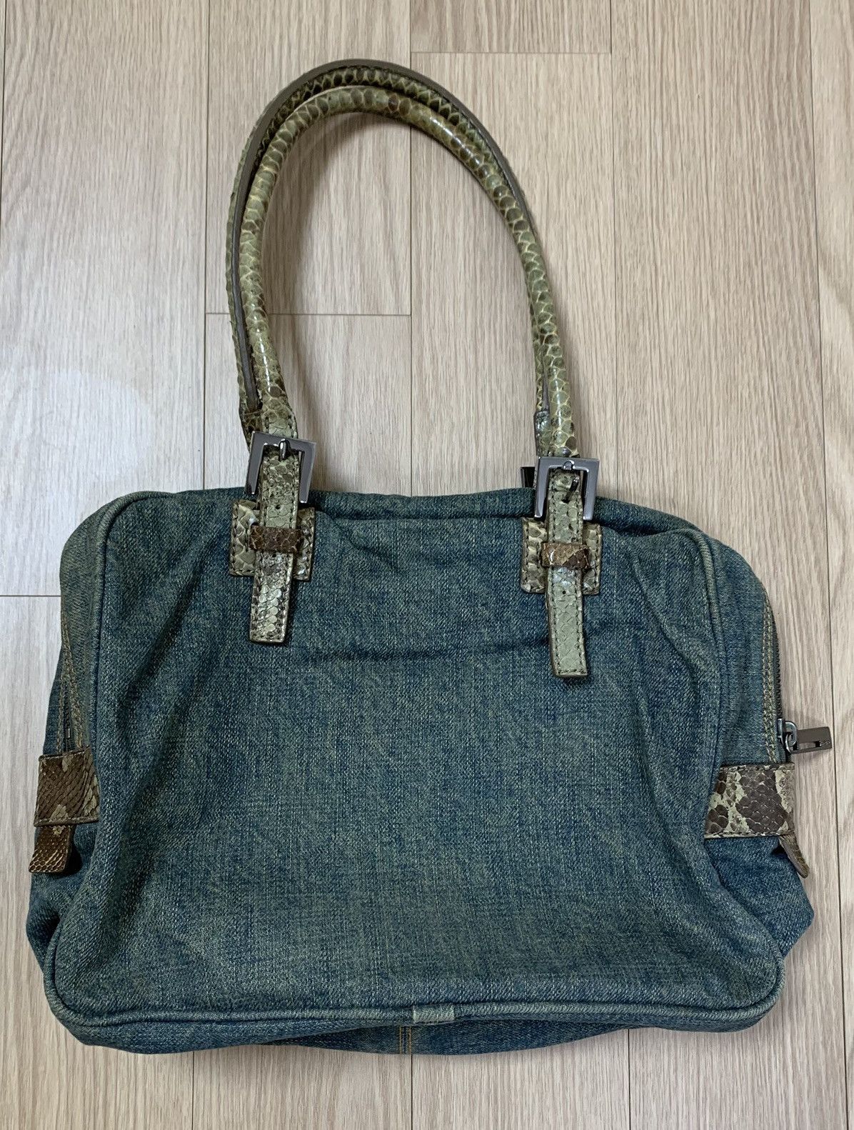 Fendi Fendi Military Blue Denim Mini Bag with Python Handles Size ONE SIZE - 2 Thumbnail