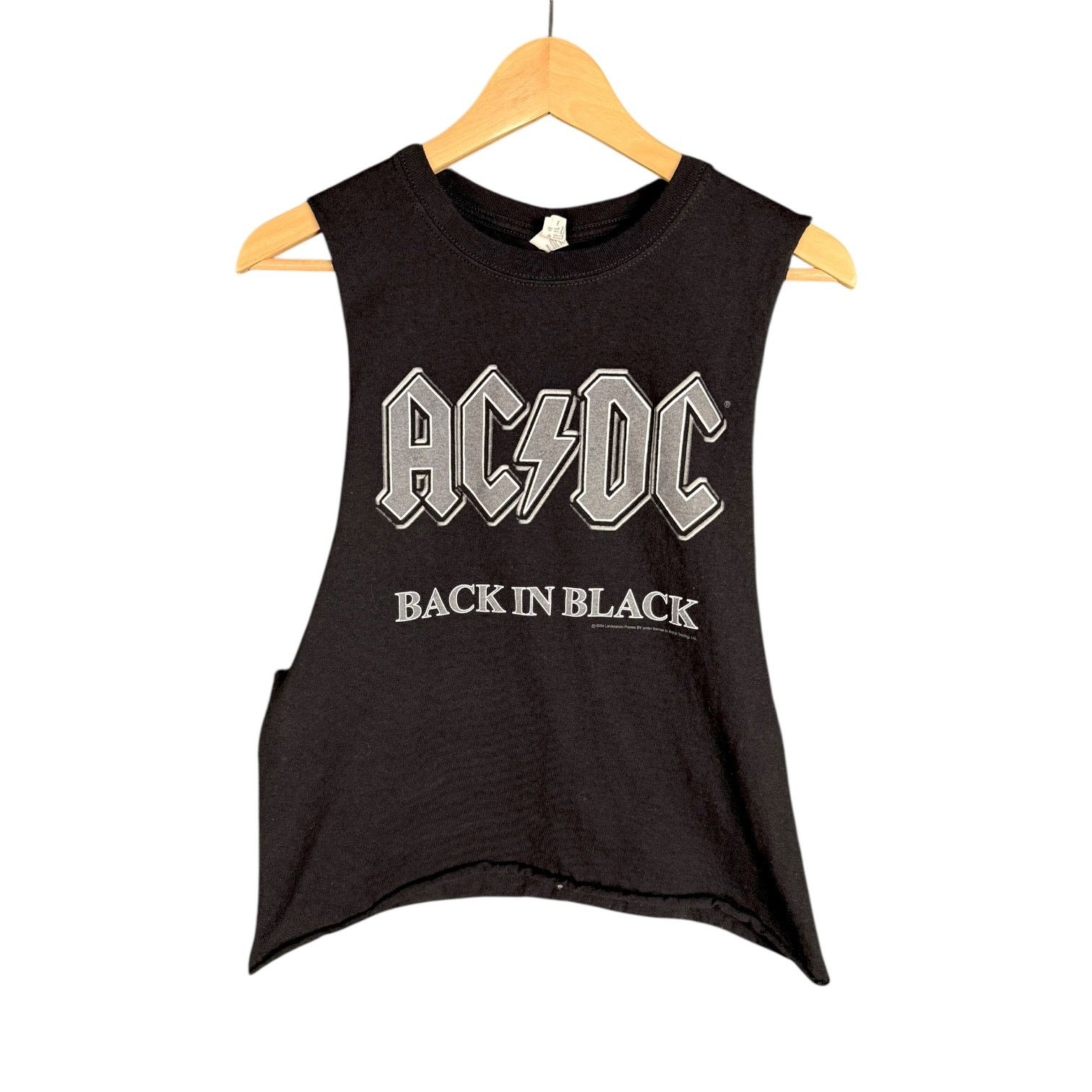 Anvil AC/DC Back in Black Cutoff Cropped Metal Rock T-Shirt Size S Size S / US 4 / IT 40 - 1 Thumbnail