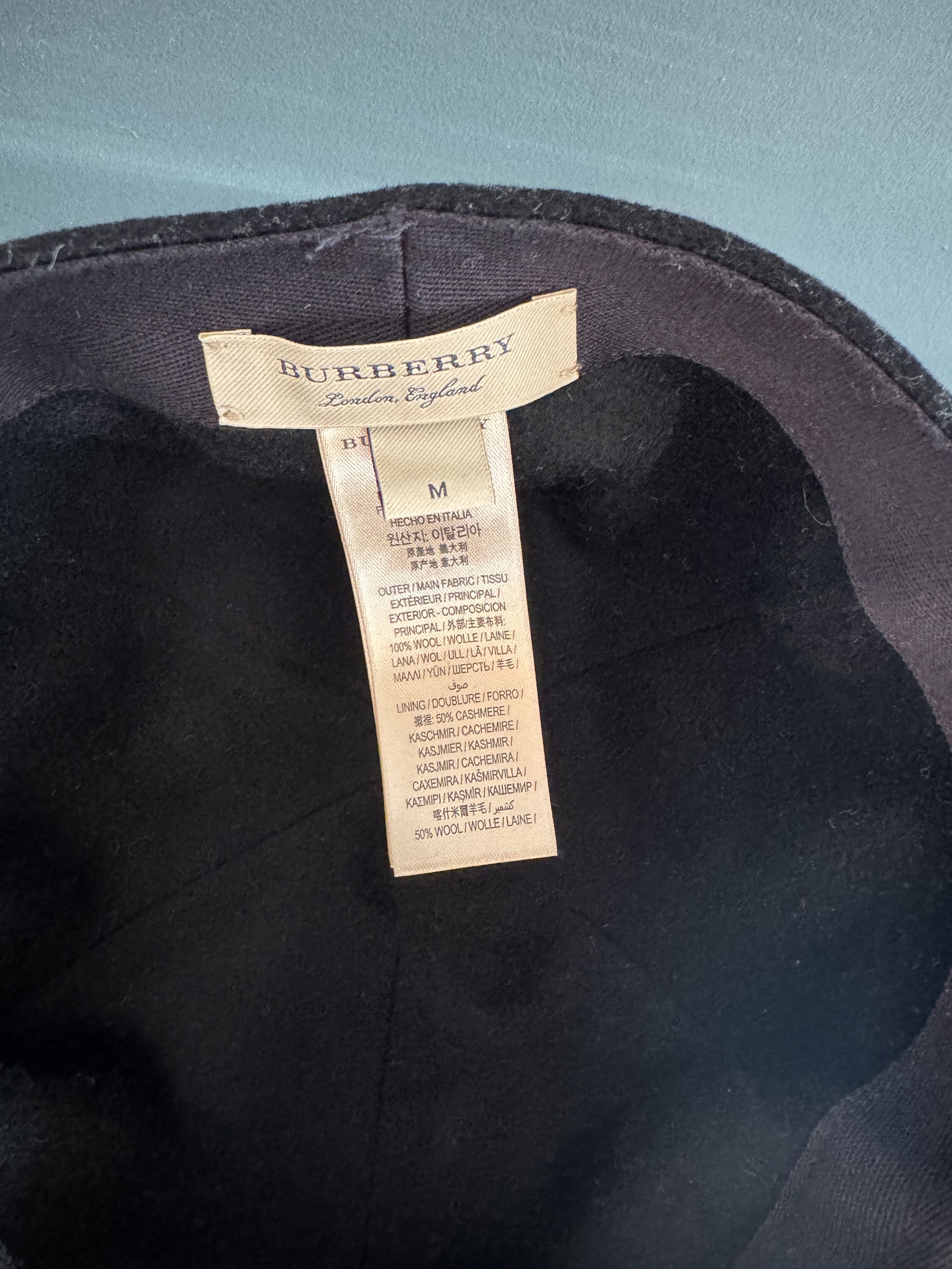 Burberry Burberry Felted Wool Cashmere Baseball Cap, Black, Check Size ONE SIZE - 6 Thumbnail