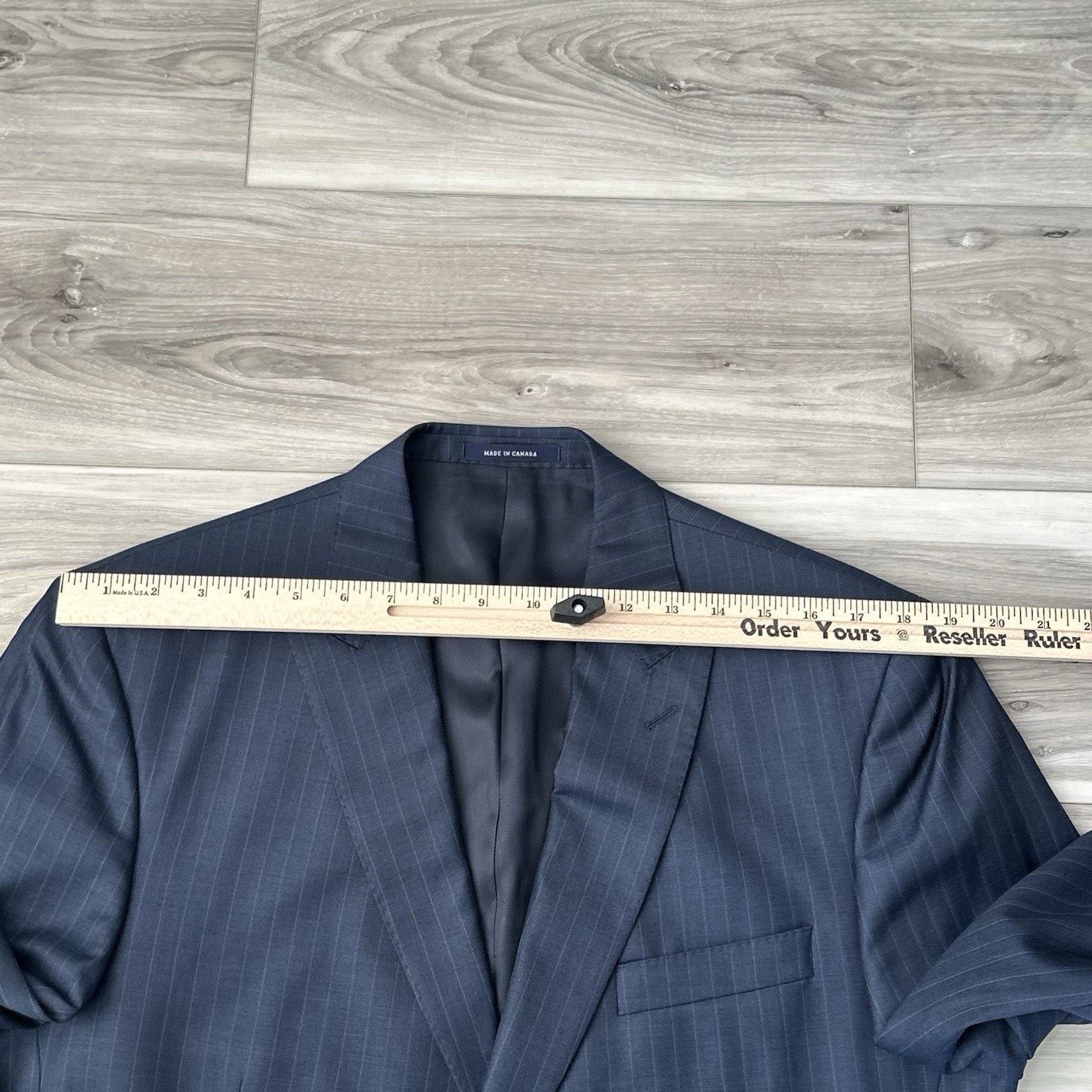 Daniel Cremieux Daniel Cremieux Loro Piana Super 130 Navy Pinstripe 42S Suit Size 42S - 20 Thumbnail