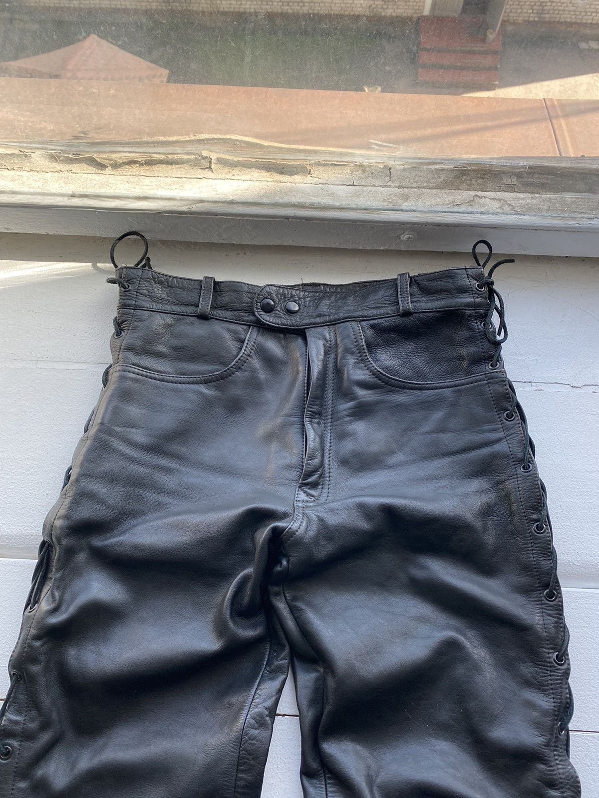 Japanese Brand 🔥VNTG OPIUM Biker Leather Owens Style Pants Rick Punk Rare Size US 32 / EU 48 - 16 Thumbnail