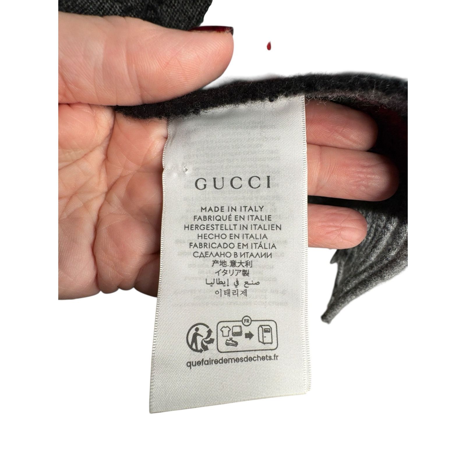 Gucci Gucci Nikky Wool GG Monogram Web Stripe Scarf in Grey Size ONE SIZE - 5 Thumbnail