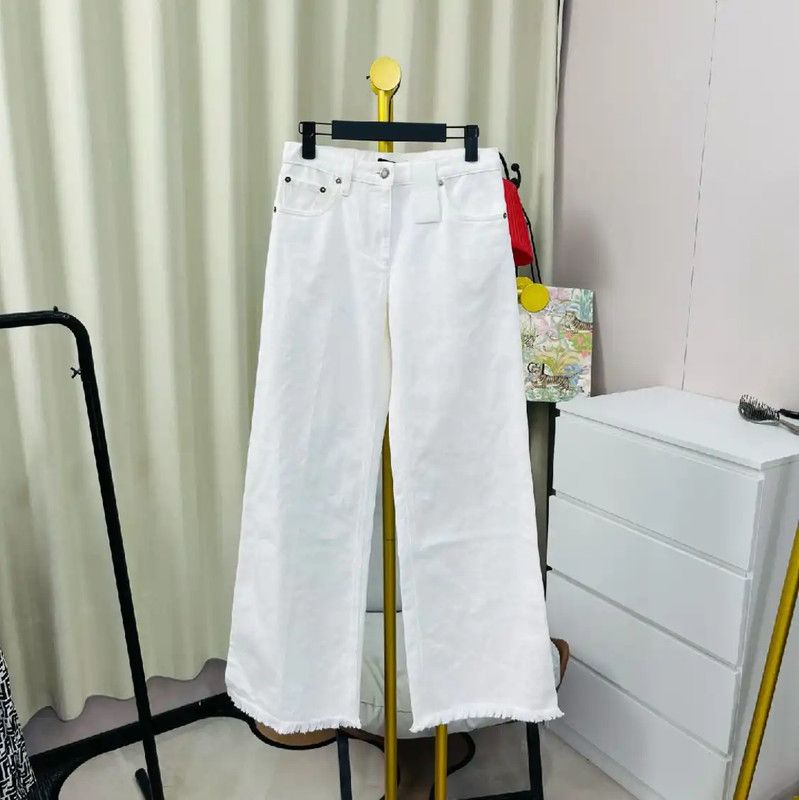 Louis Vuitton Louis Vuitton White Cotton Women's Jeans 0089 Size 23" - 1 Thumbnail
