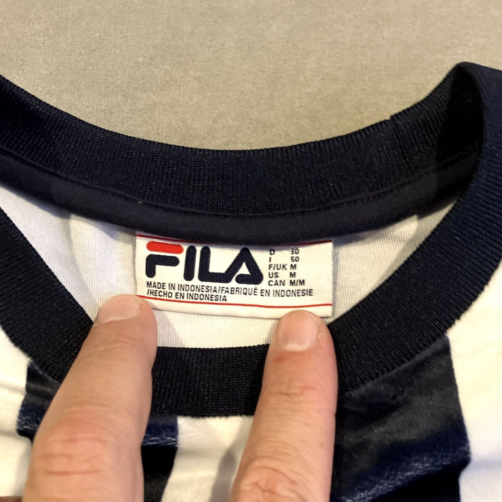 Fila Fila Velour Crewneck Sweatshirt Men's Medium Navy & White Stripe Awesome Size US M / EU 48-50 / 2 - 3 Thumbnail