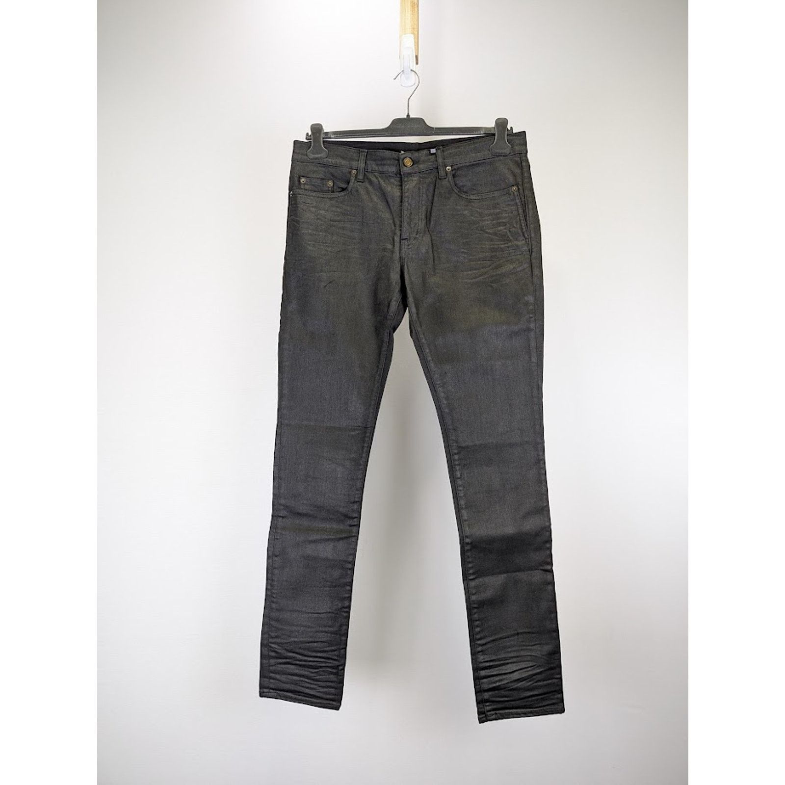 Saint Laurent Paris o1rshd1 Skinny 5 Pocket Low Nightrider Jeans in Black Size US 38 / EU 54 - 1 Thumbnail