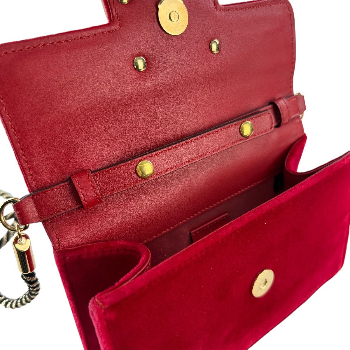 Gucci Gucci Red Velour G Rhinestone Shoulder Bag Size ONE SIZE - 7 Thumbnail