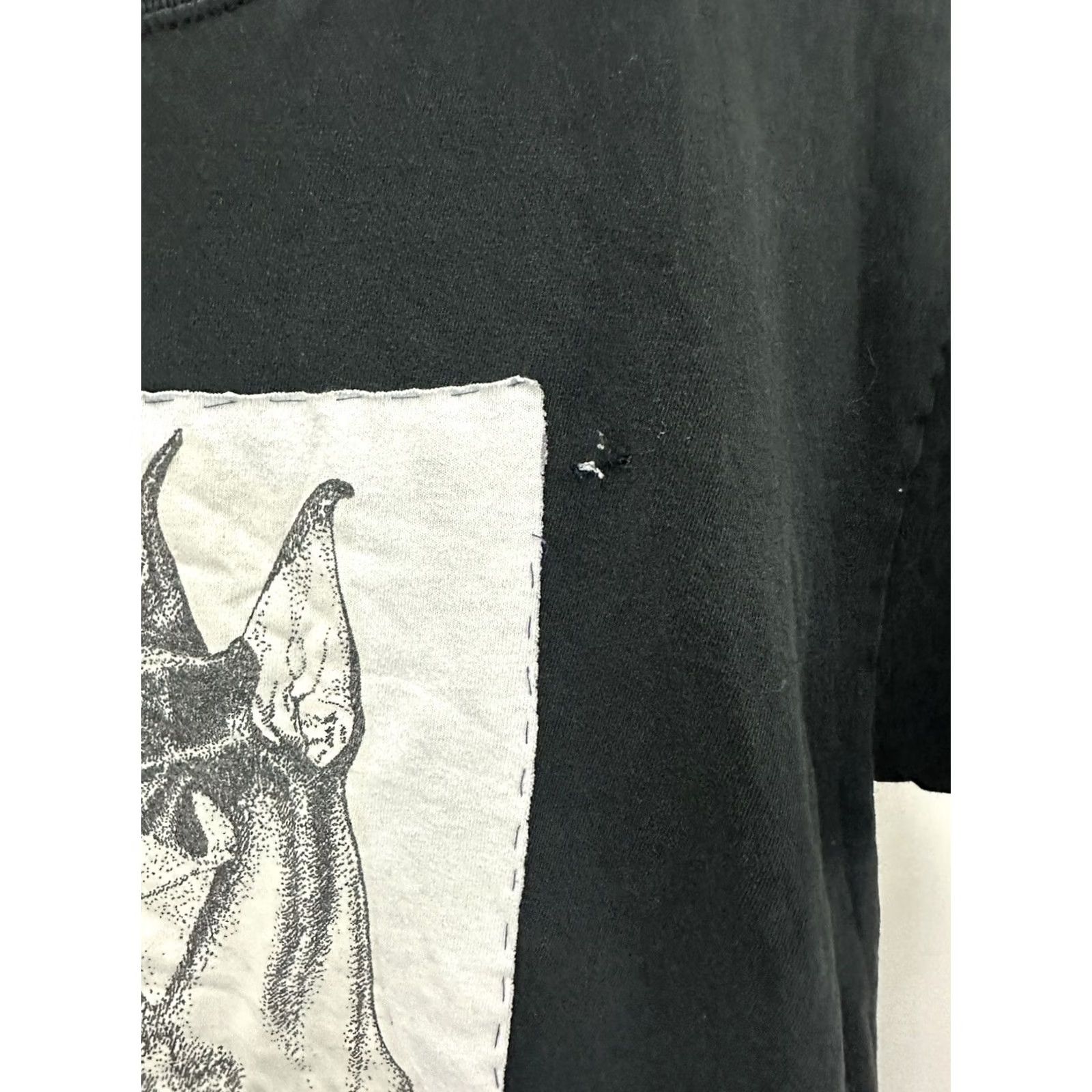 Hanes VINTAGE Hanes T-Shirt Mens Patchwork Distressed Grunge Punk Doberman Canine Black M Size US M / EU 48-50 / 2 - 6 Thumbnail