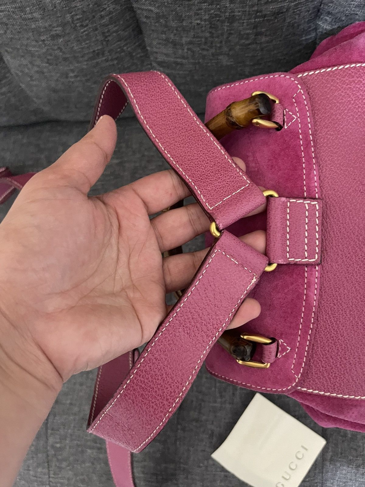 Vintage Gucci Bamboo Leather suede Backpack Size ONE SIZE - 6 Thumbnail